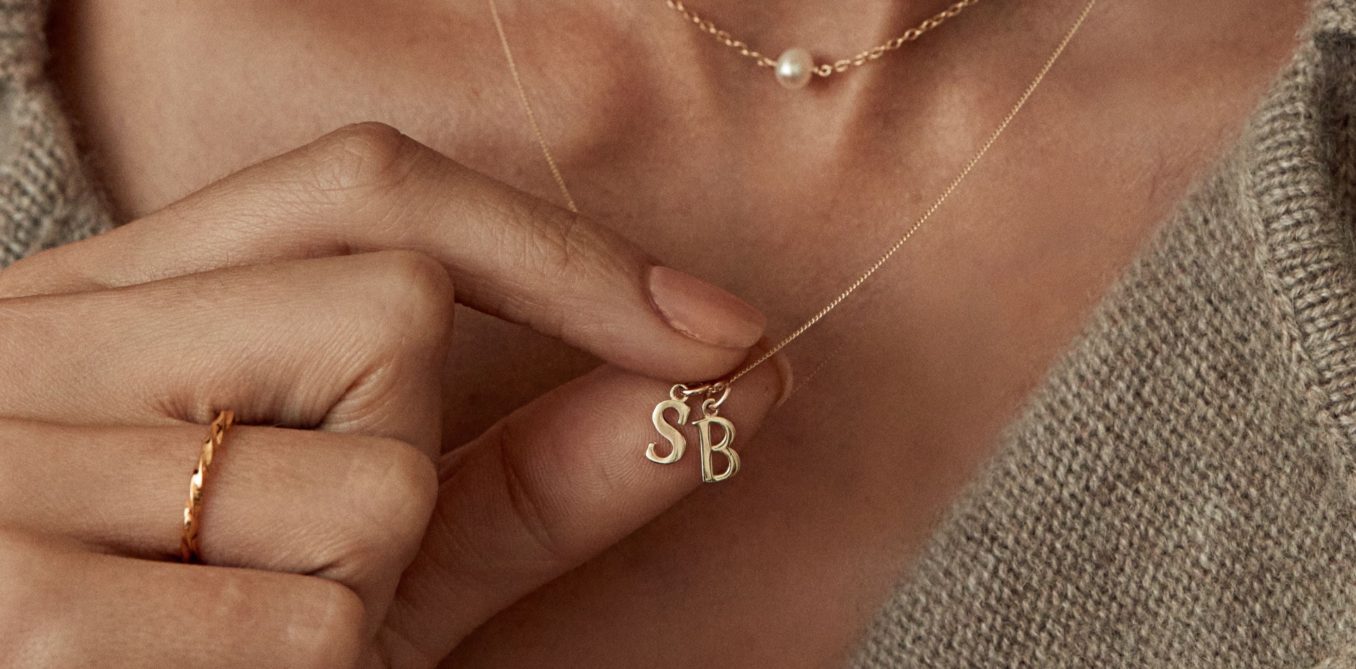 Sterling Silver Small Initial Charm Letter Necklace by Lily & Roo