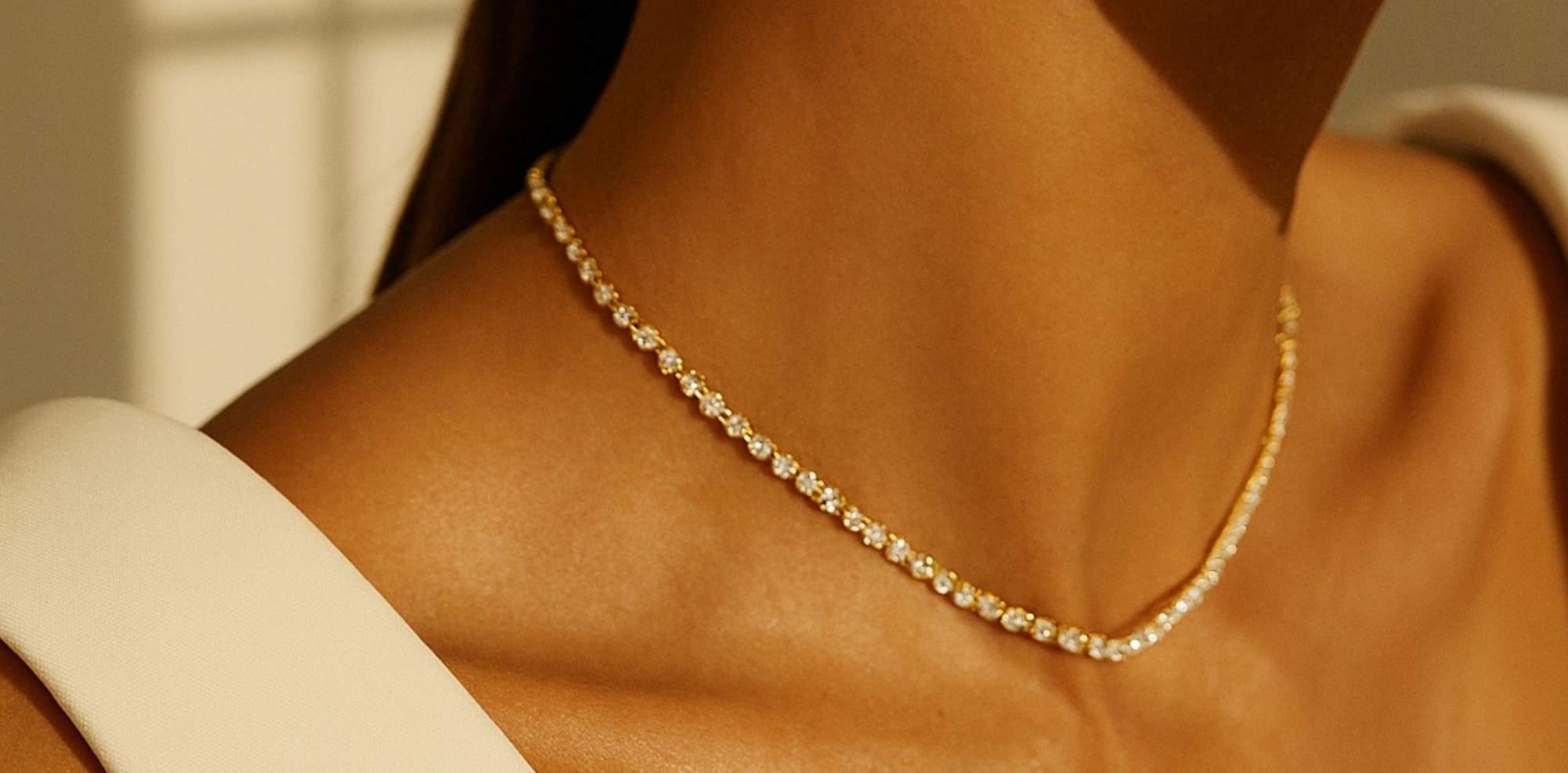 Light Line Asymmetric Bar Necklace In Gold With Diamonds | Lily Flo ...