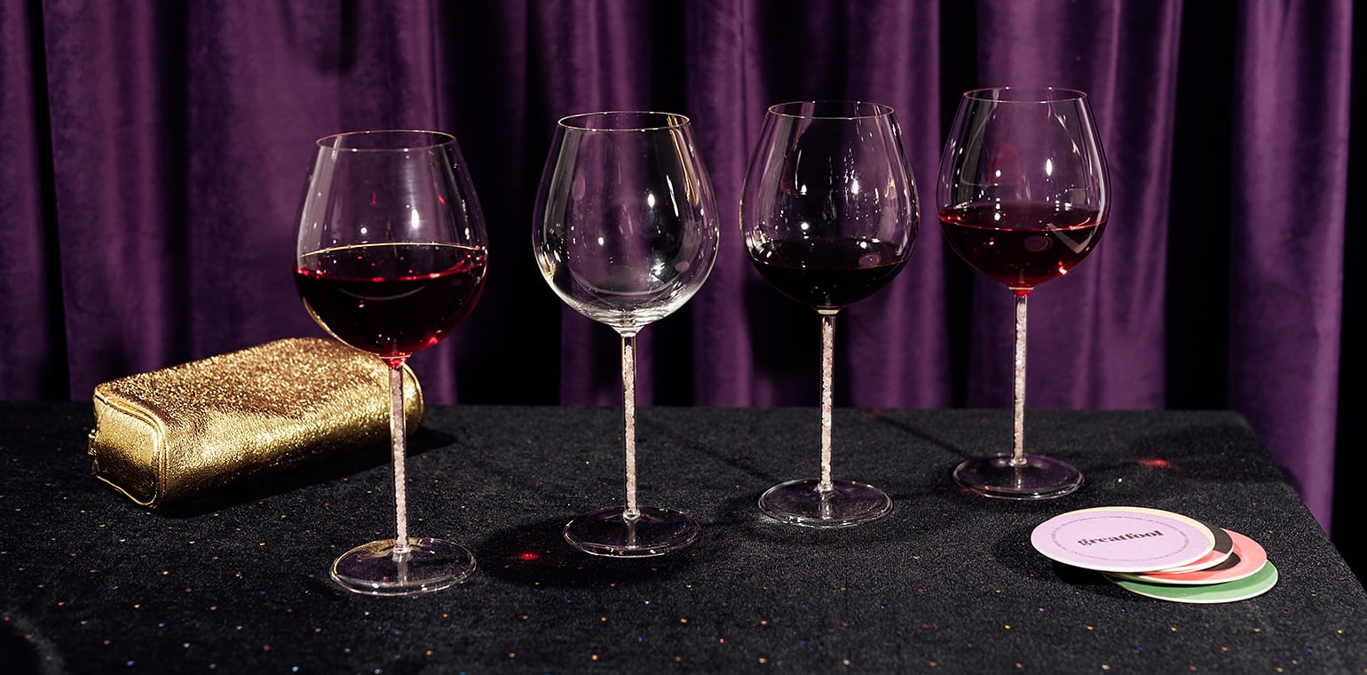 Assorted Crystal-Stemmed Wine Glasses - Four Piece