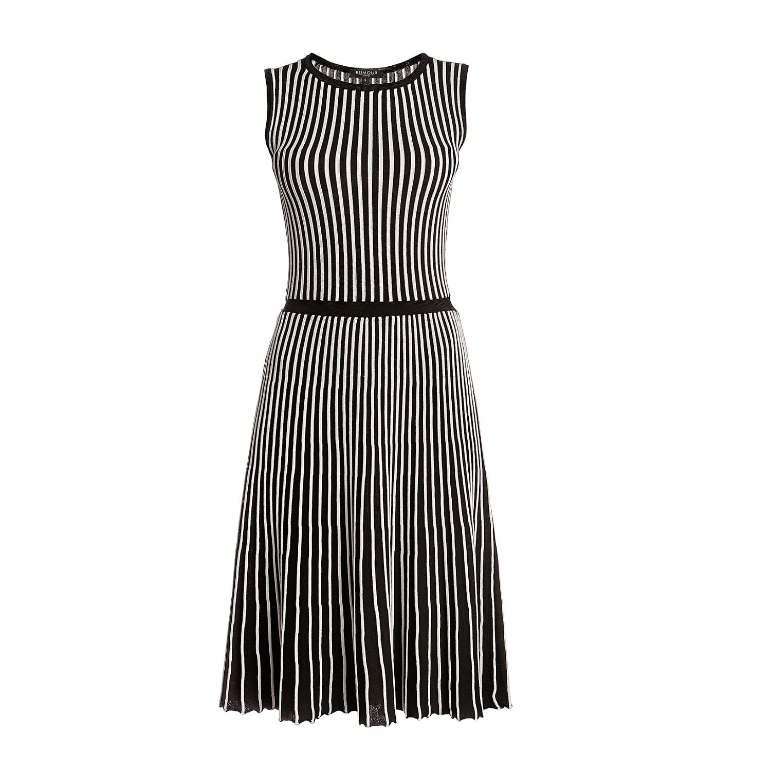 black and white striped fit and flare dress Size 12 Beautees Girls Black White Stripe Fit and Flare Dress Sleeveless main image 0
