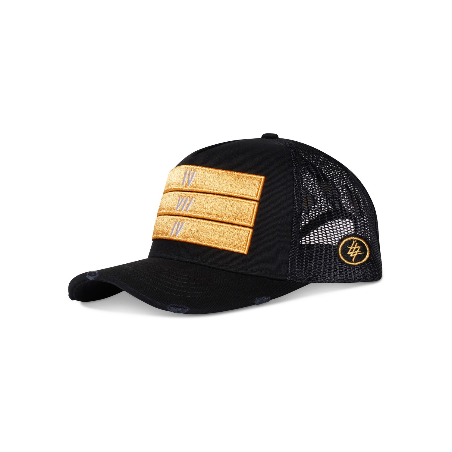 474 Gold Bars Trucker Hat Black, Gold 474 co Wolf Badger