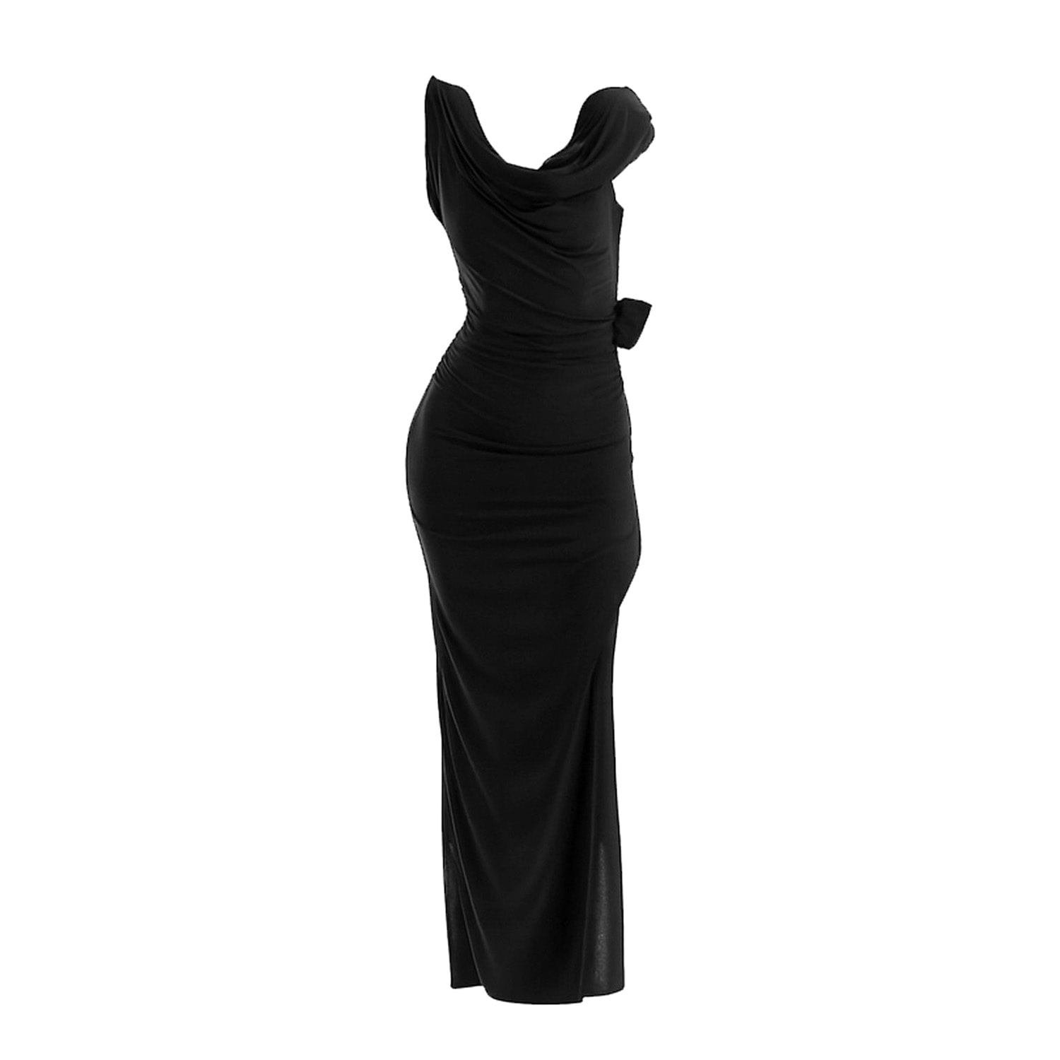 Maison de Gala Adele Draped Maxi Dress - Black