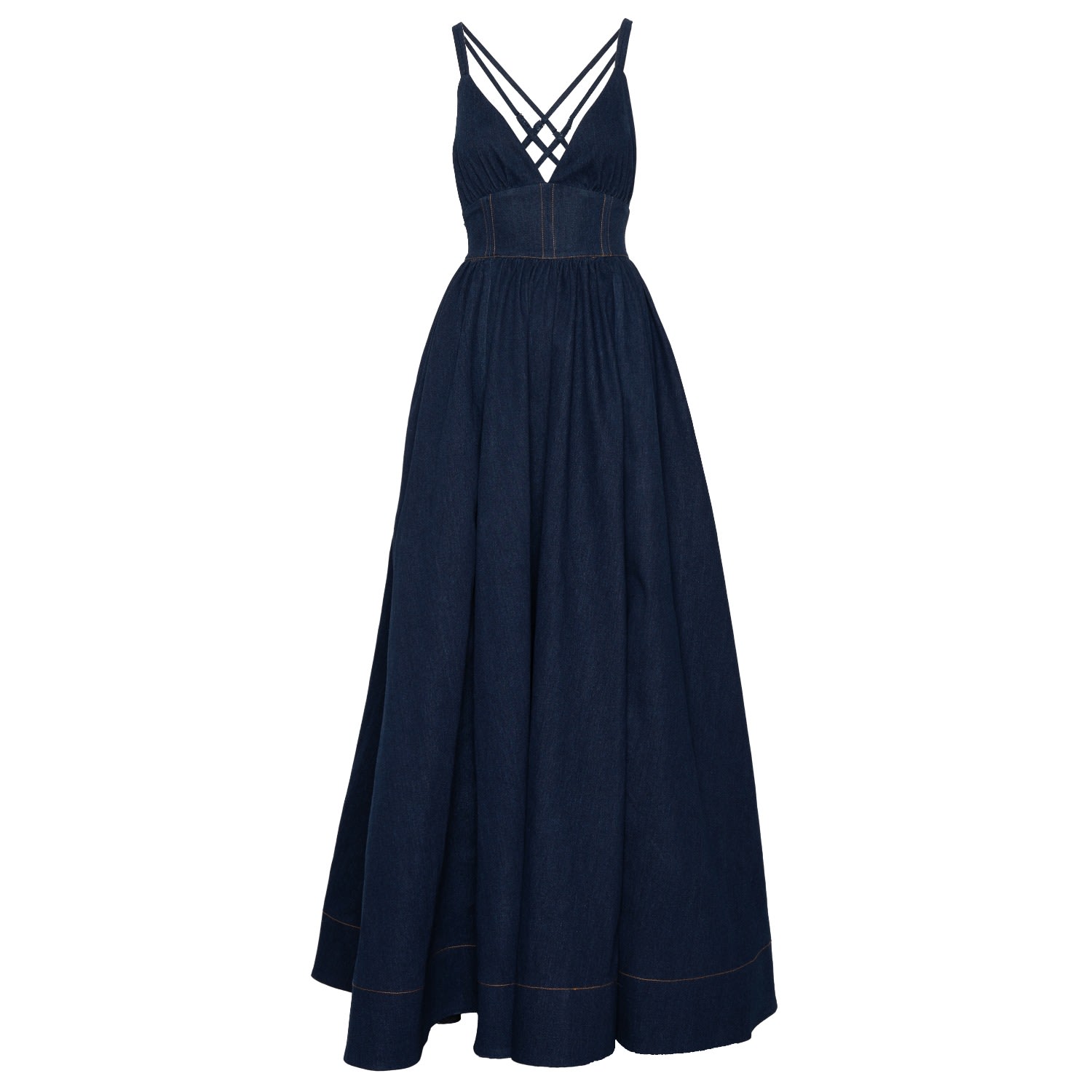 Ofuure Adele Denim Maxi Dress - Blue