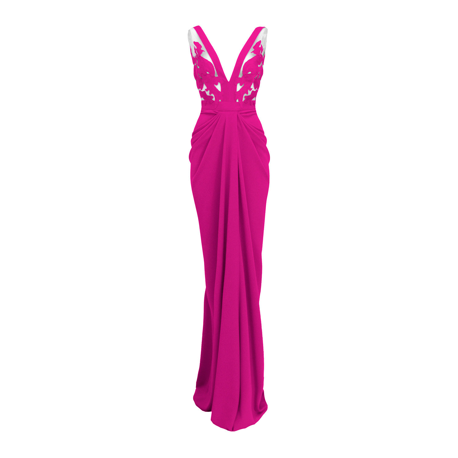fuchsia dress red carpet ZAPAKA Women Black and Fuchsia Evening Dress One Shoulder Ruffled Red Carpet Dress, Black Fuschia / US14