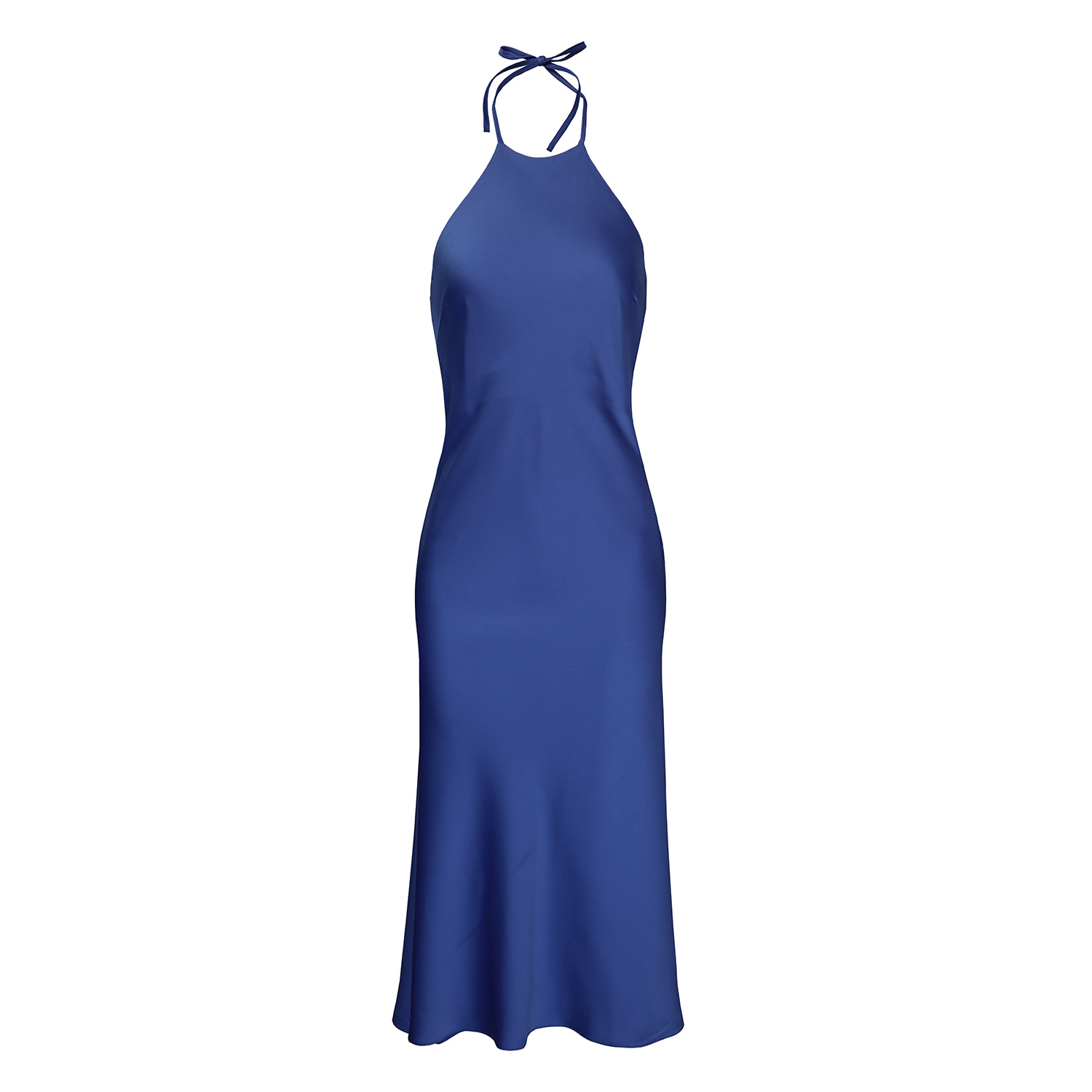 Alexander Open-Back Halterneck Satin Midi Dress - Purple | 2KStyle