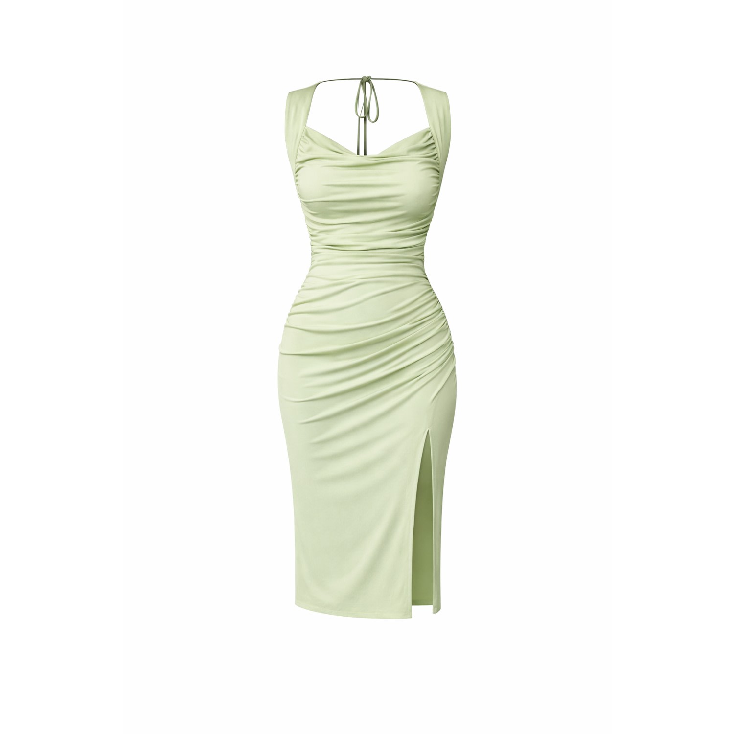 sage green bodycon midi dress Sheer bodycon midi dress in sage green