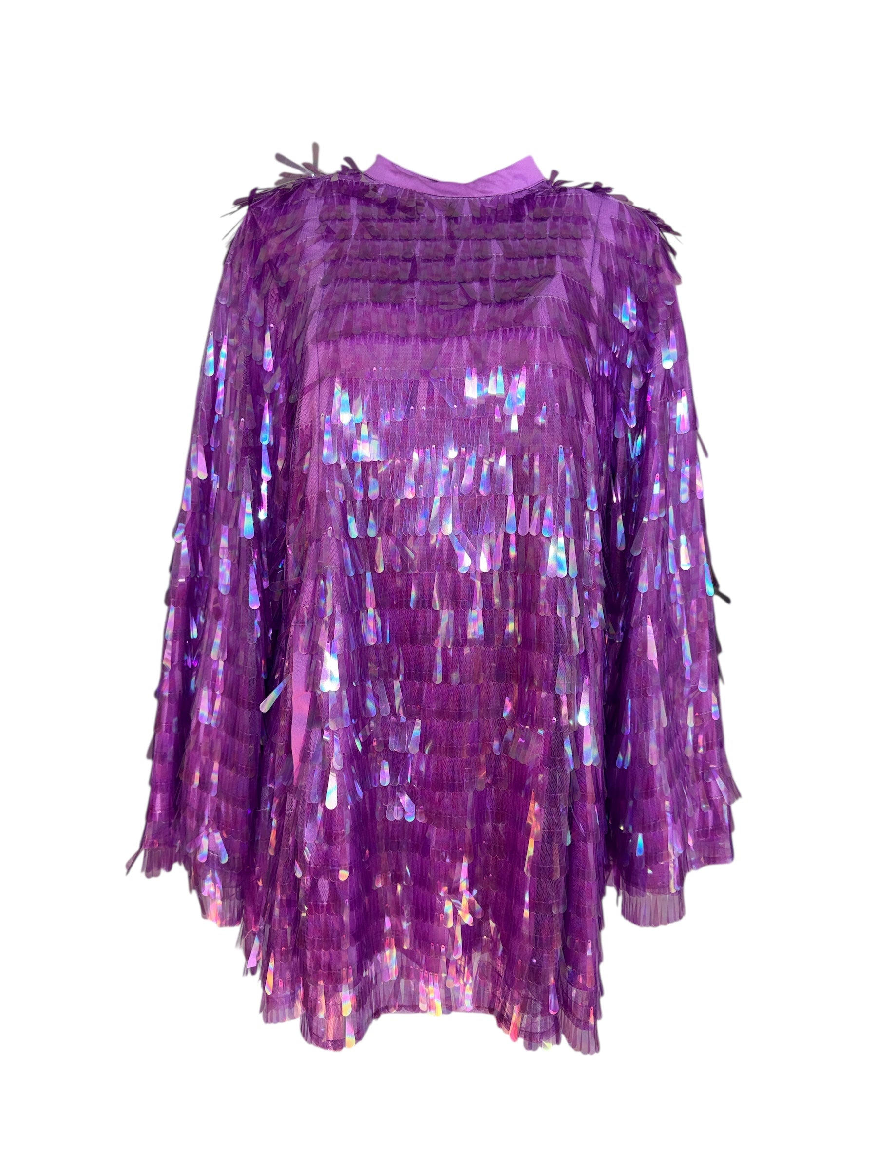 sequin t shirt dress purple Purple Sequin T Shirt Dress w Mask Motif OS