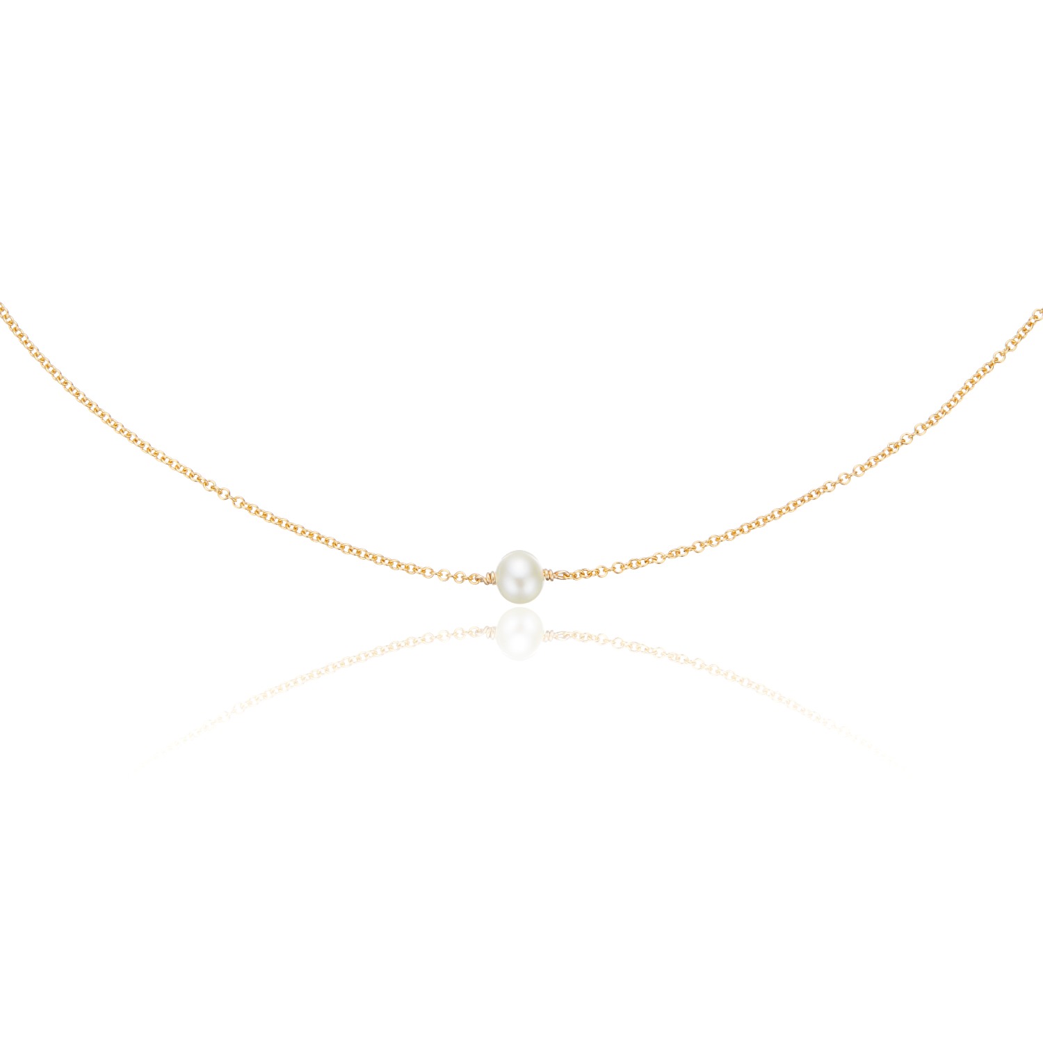 Solid Gold Single Pearl Choker Necklace | LILY & ROO | Wolf & Badger