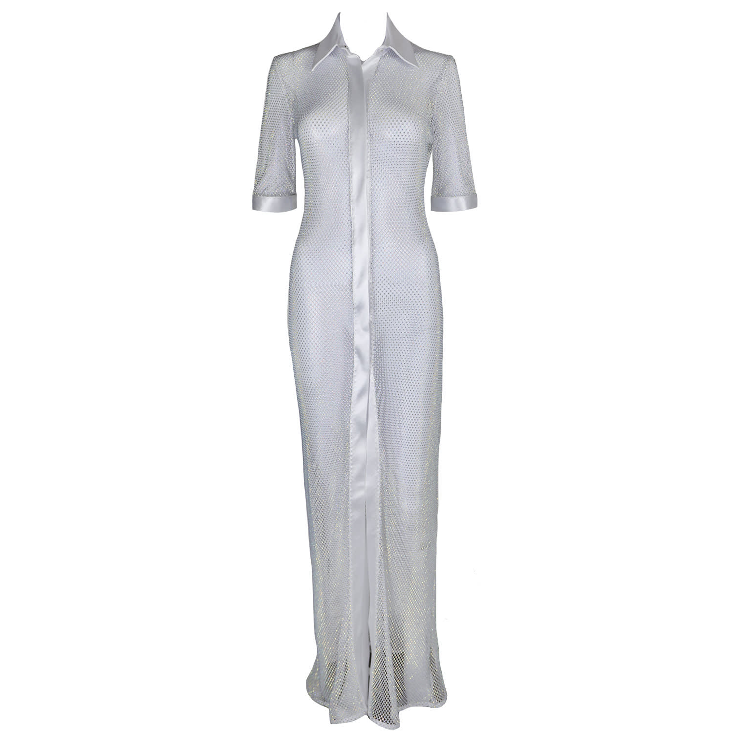 AK Royalty Resortwear Athena Rhinestone Maxi Dress - White/Silver