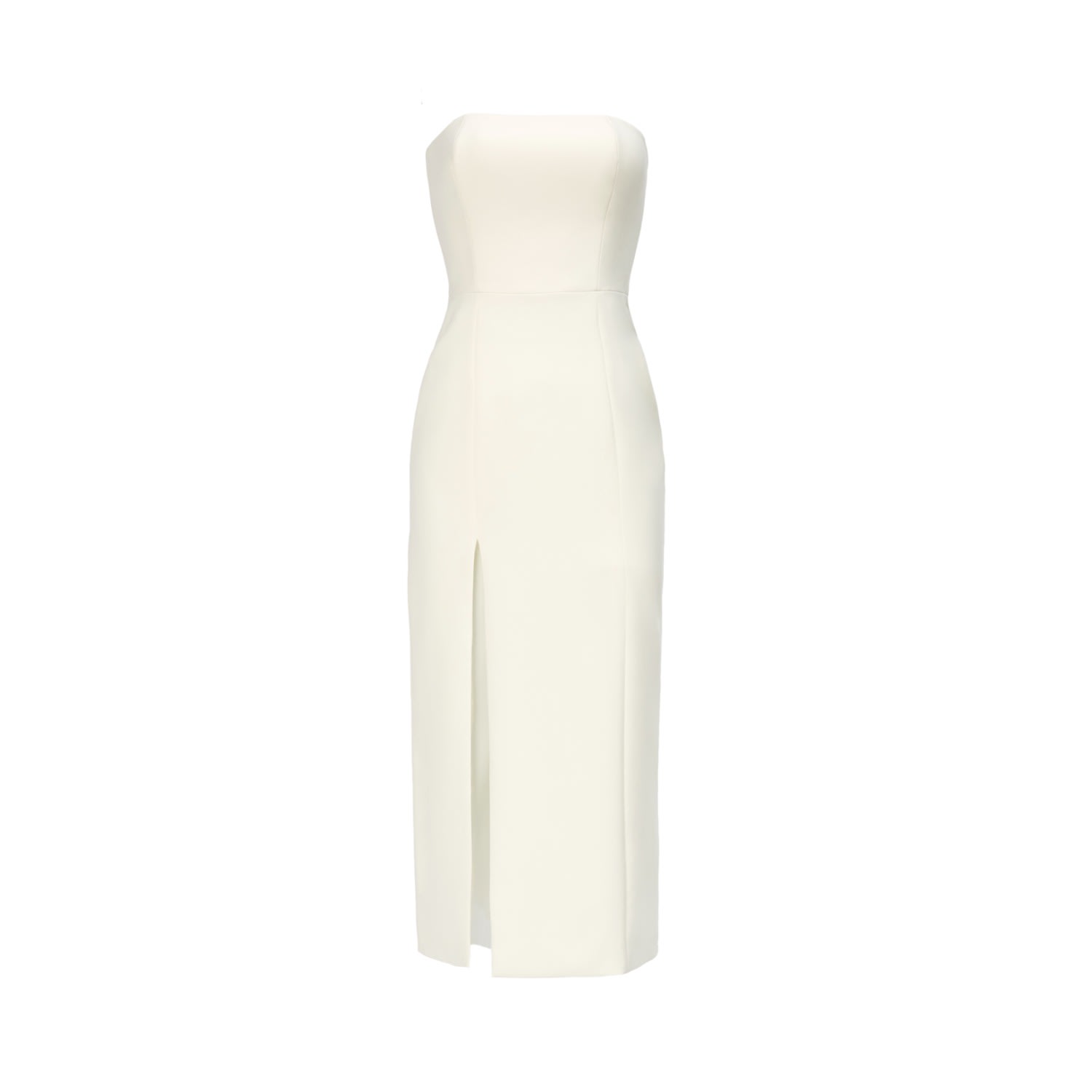 Nomi Fame Strapless Corset Midi Dress With Slit - White