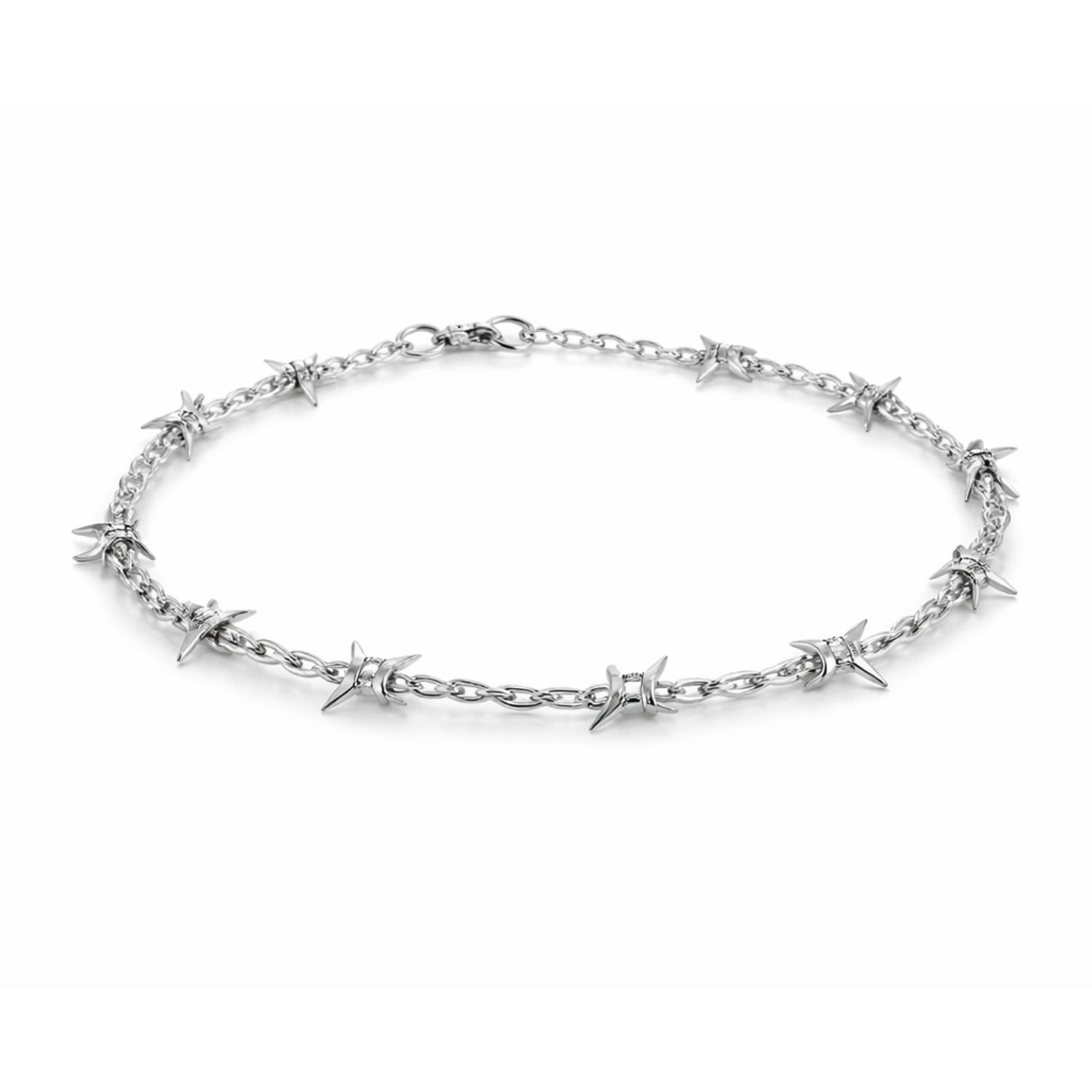 Barbwire Brass Chain Necklace - Silver | Born In Exile | Wolf & Badger