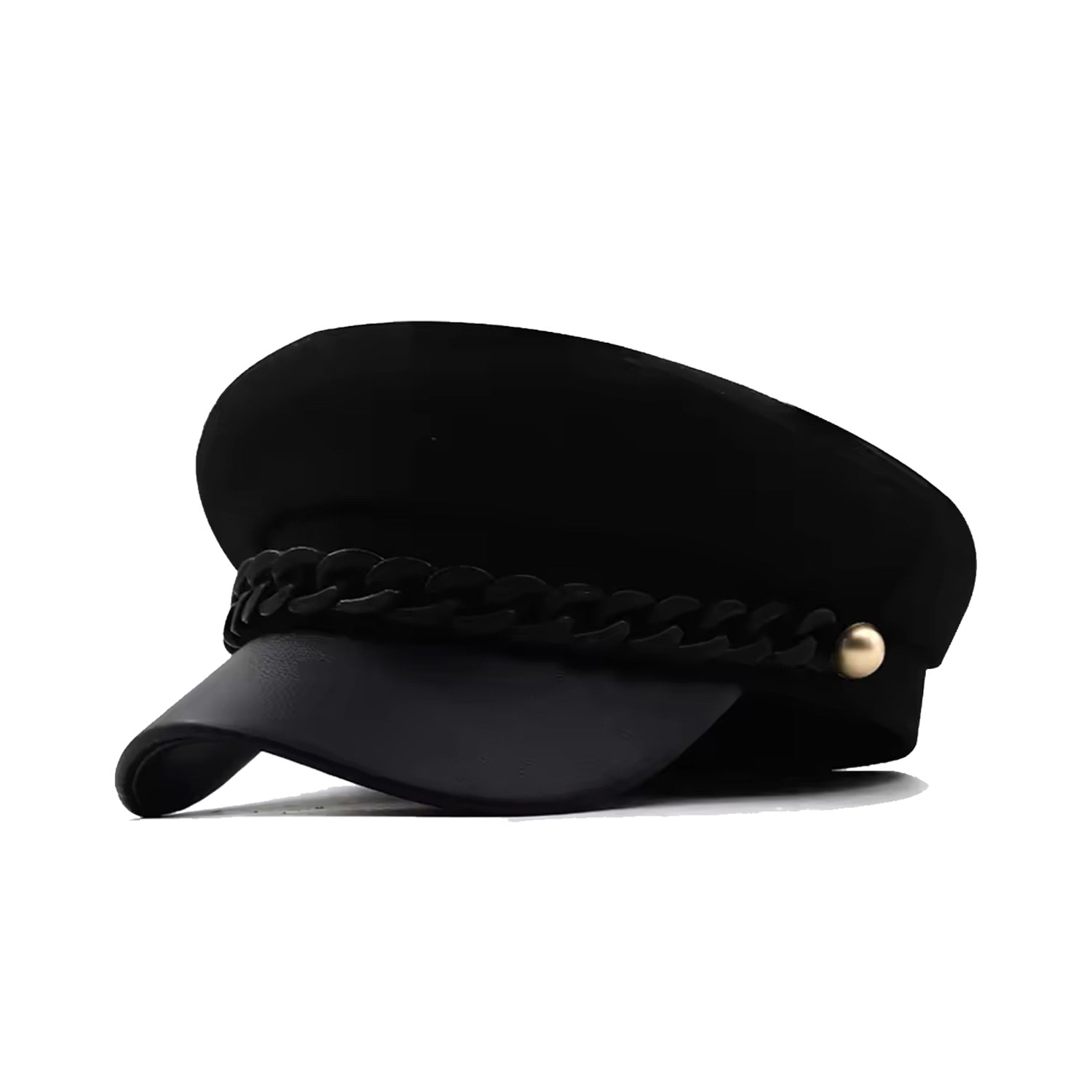 Black Chunky Chain Baker Boy Hat | Chanel Joan Elkayam  display picture 3