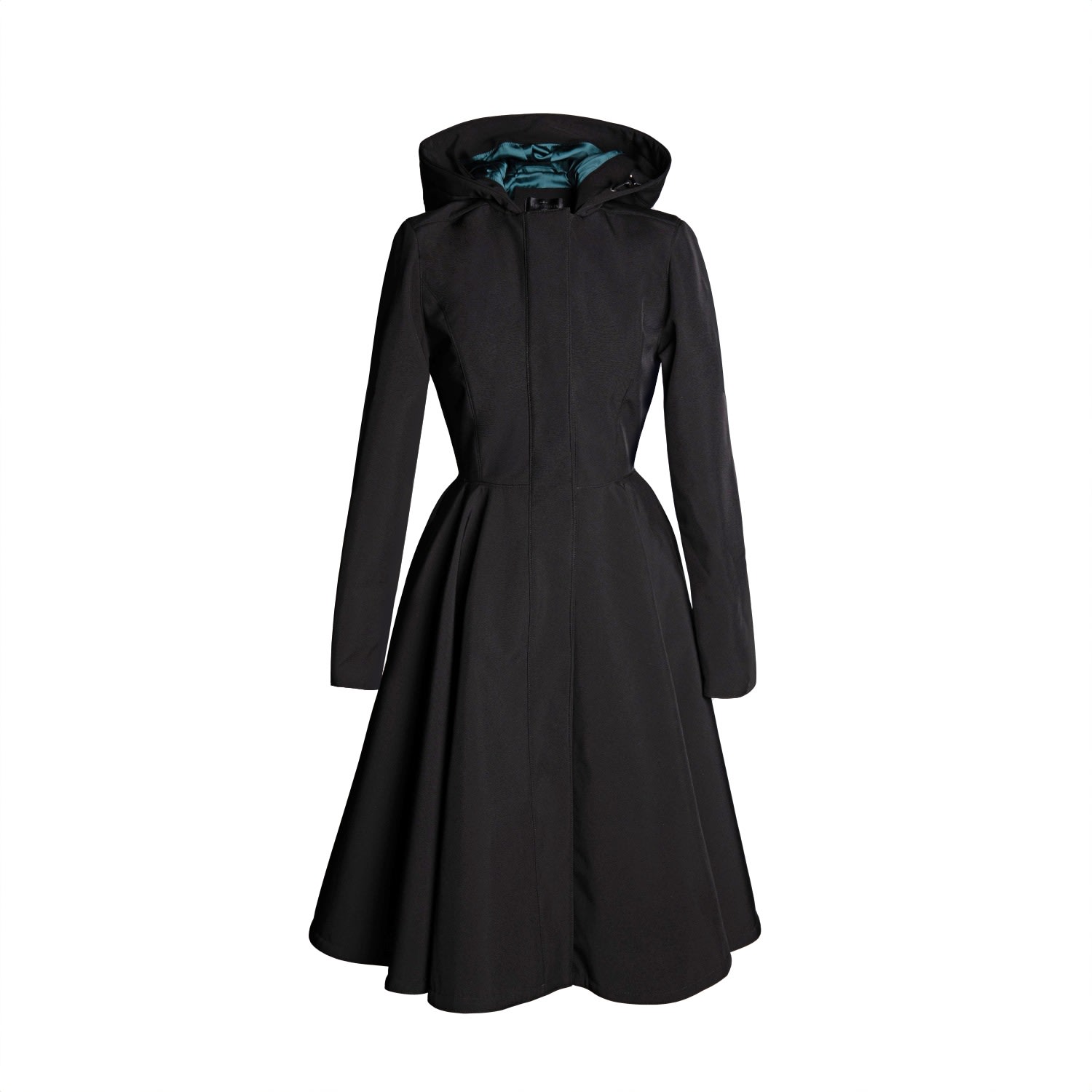 Black Coat With Emerald Green Lining: Deep Emerald | RainSisters