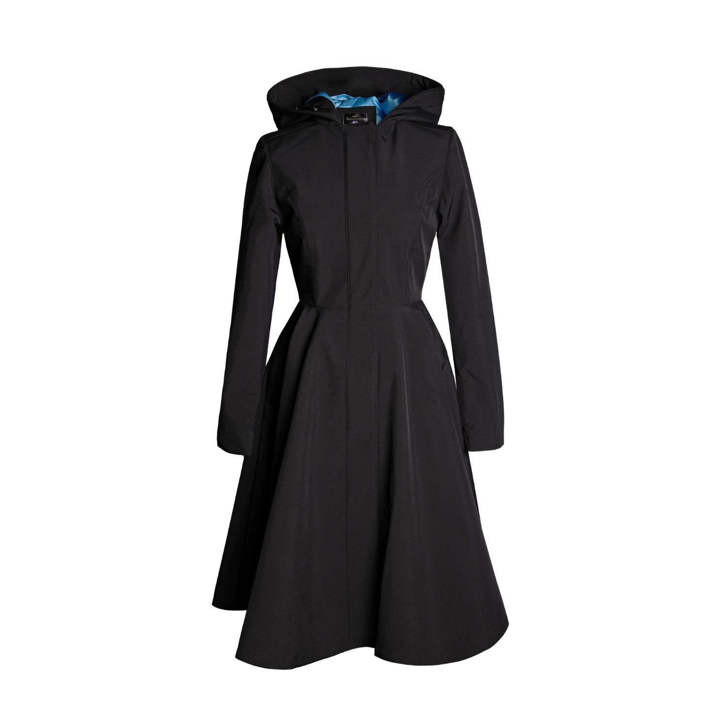 Black Coat With Sapphire Blue Lining: Black Sapphire | RainSisters