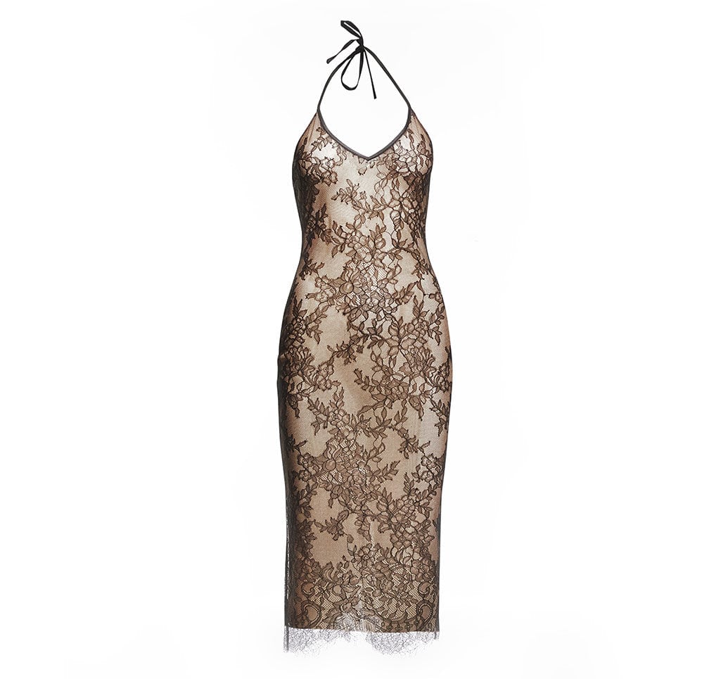 Women's Black Lace Spaghetti Strap Bodycon Dress  Black | Medium | Maison SEL