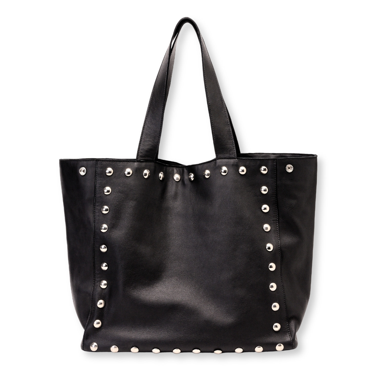 バッグ Italian Leather Tote Bag Black A4 Studs Black Leather Studded Tote Bag | JUAN-JO | Wolf & Badger