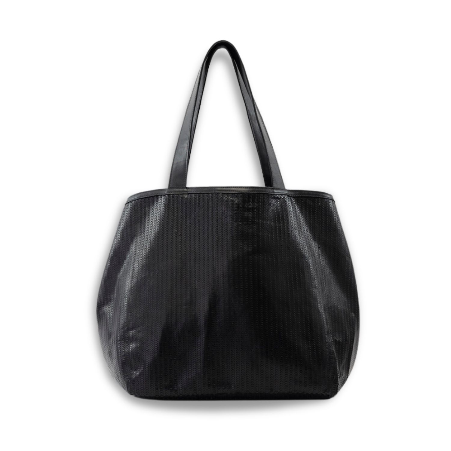 Black Perforated Leather Tote Bag- Slouchy Large Bag by JUAN-JO