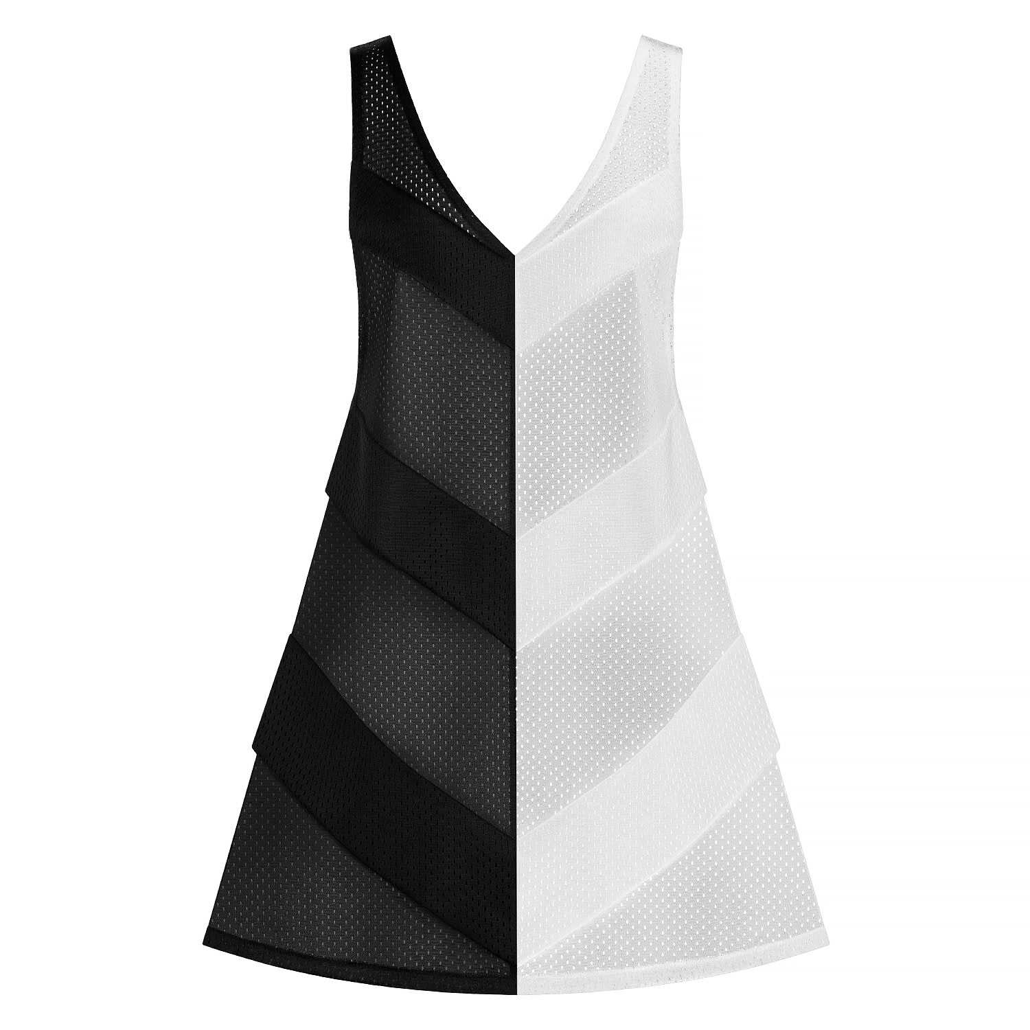 Kim Foley Black / White Black-white Chevron Beach Cover-up Athletic Mesh Dress - Black/white