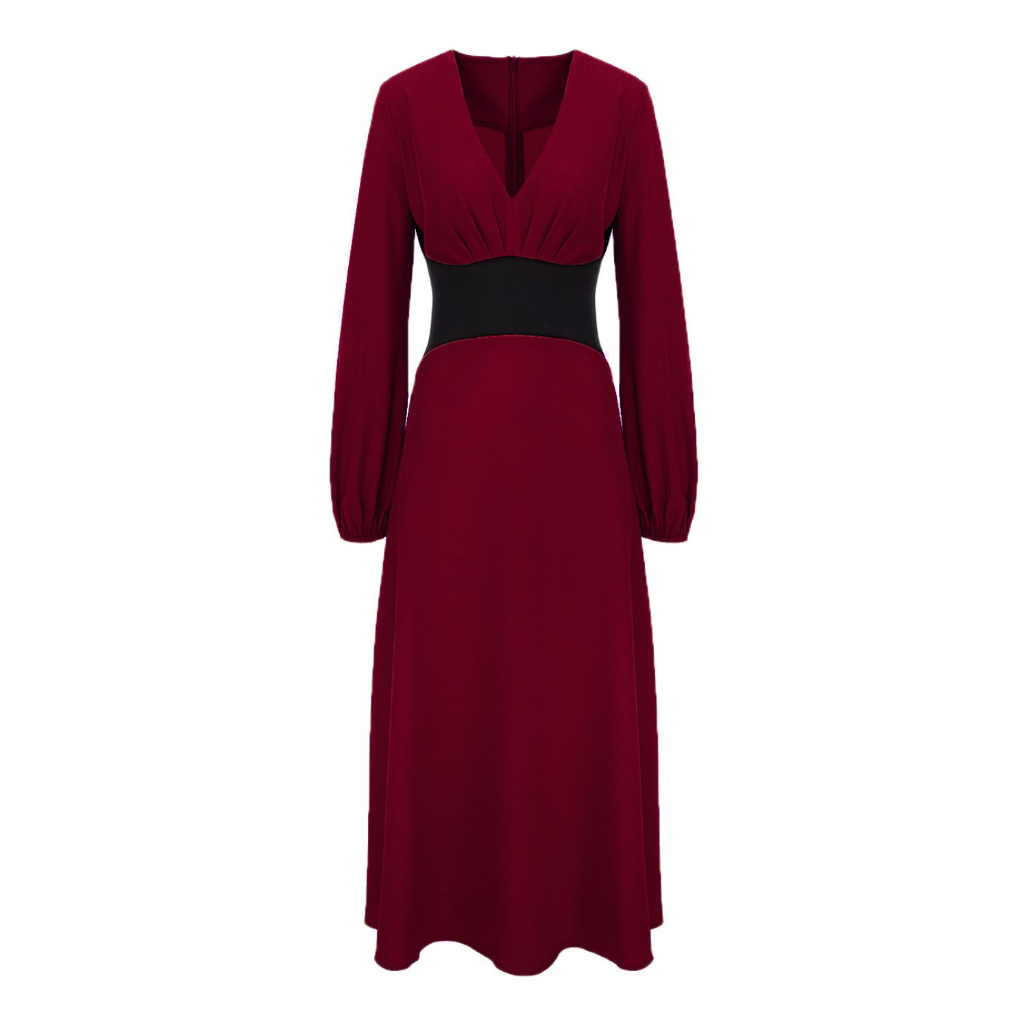 long sleeve draped midi dress Nedelya Chic Black Asymmetrical Draped Midi Dress