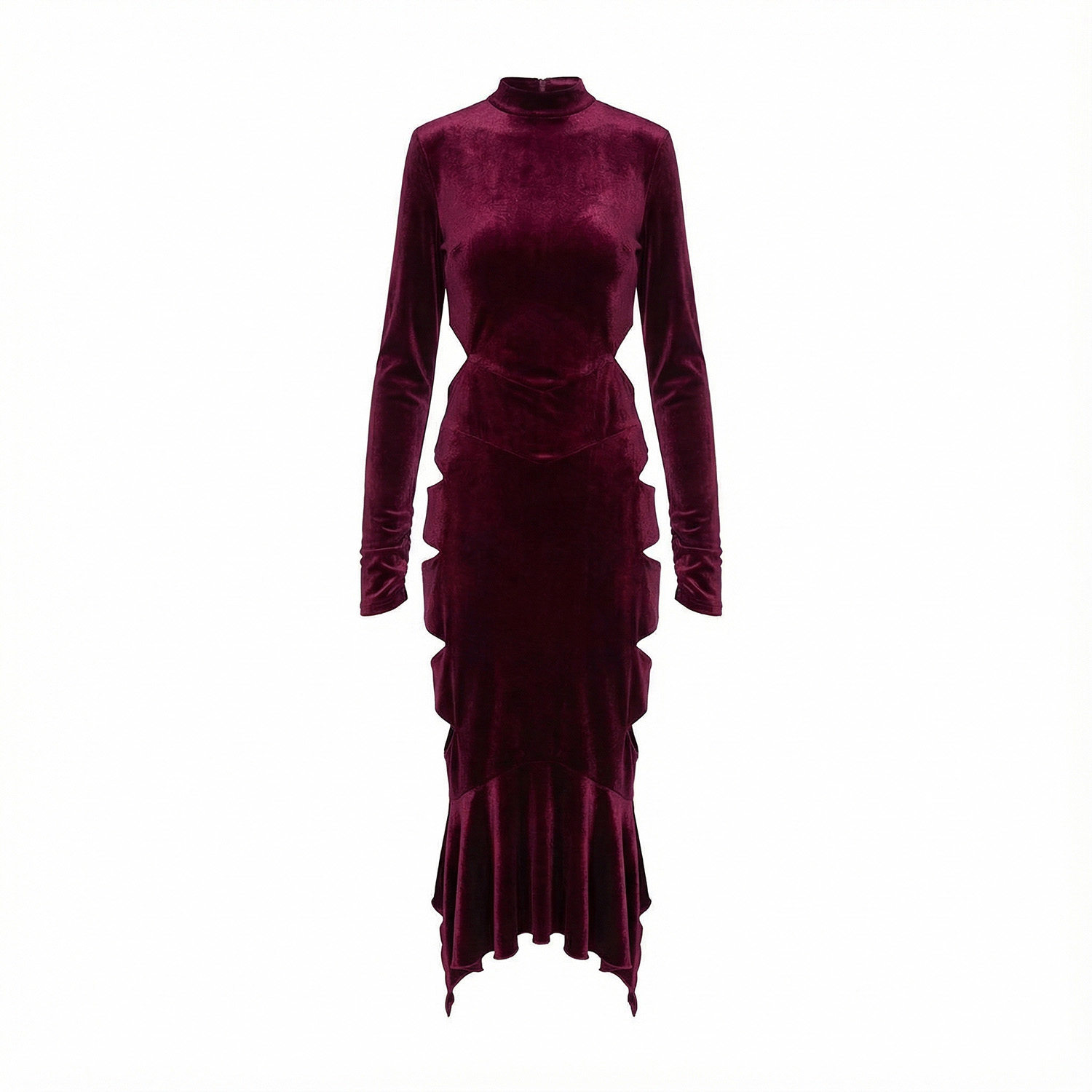 burgundy velvet cut out dress Burgundy Velvet Bandeau Maxi Dress  self-portrait