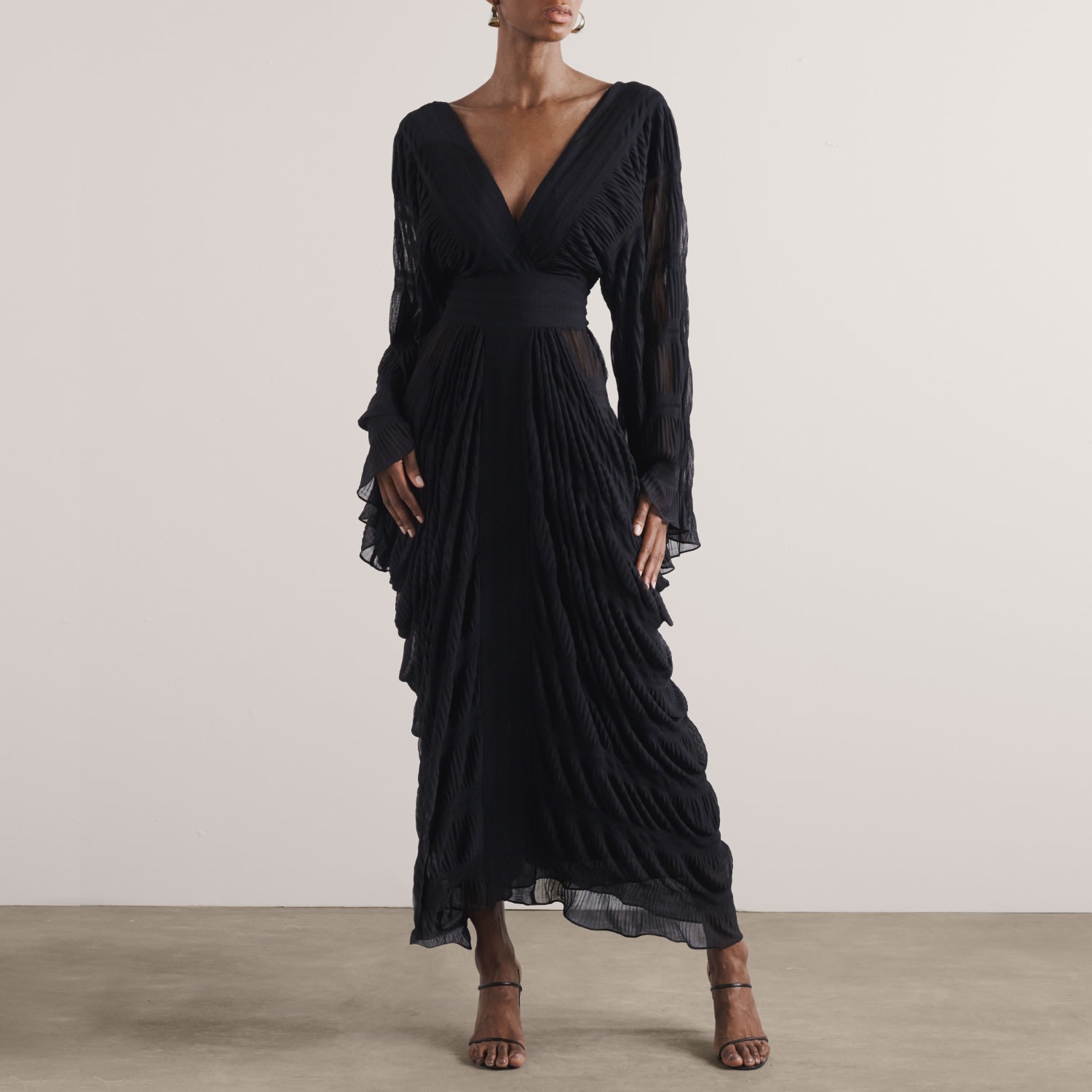 best floor length kimono dressing gown Satin Kimono Robe Black Feather-Trim  Boudoir Elegance L / Black