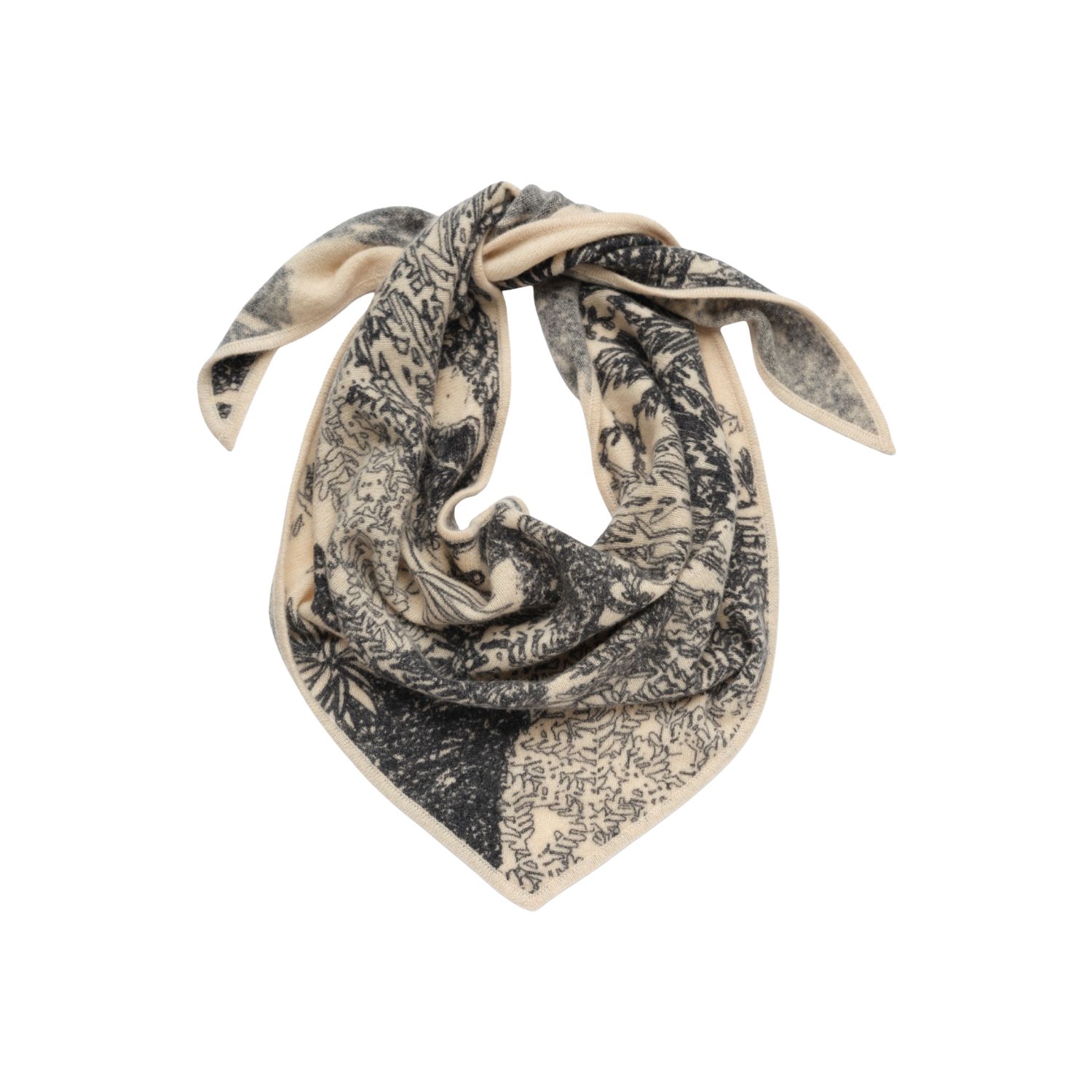 Petrusse cashmere triangle scarf in Maya Black