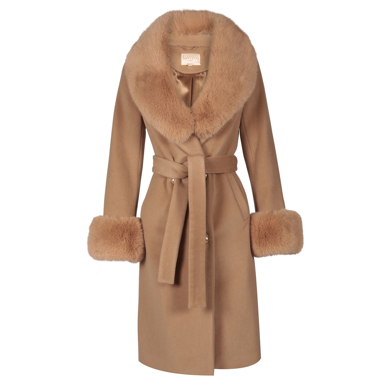 Marlene' 100% Cashmere & Wool Coat In Brown | Santinni | Wolf & Badger