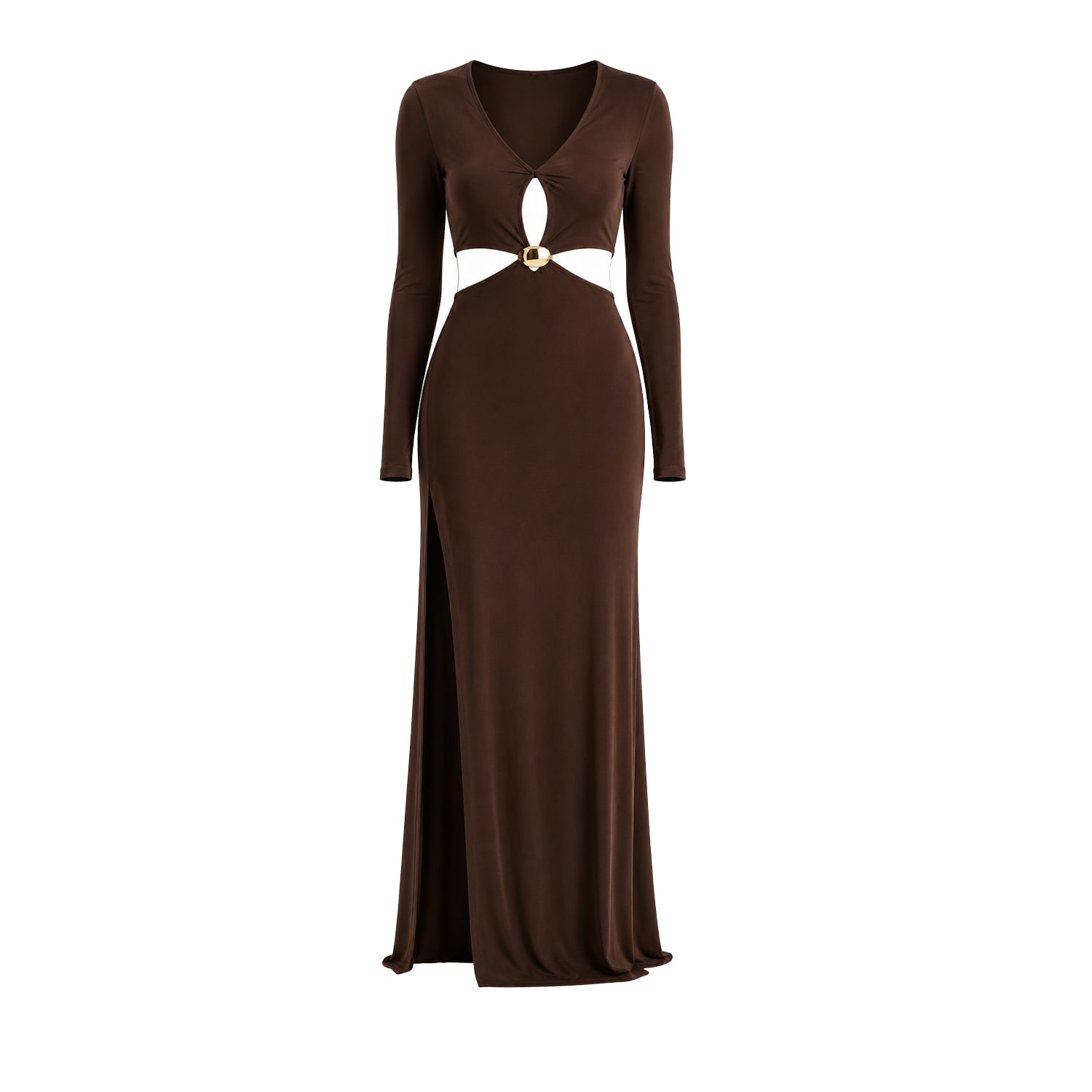 mocha brown formal dress Azazie Mocha Coco Ruffles Sleeveless A-Line Evening Dress / Gown