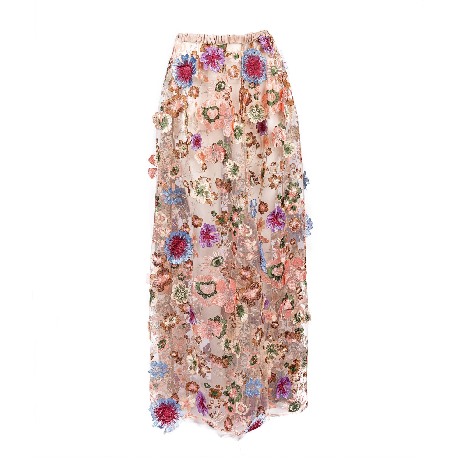 Celestial Wildflower - Skirt Of Embroidered Multicolored Cascading