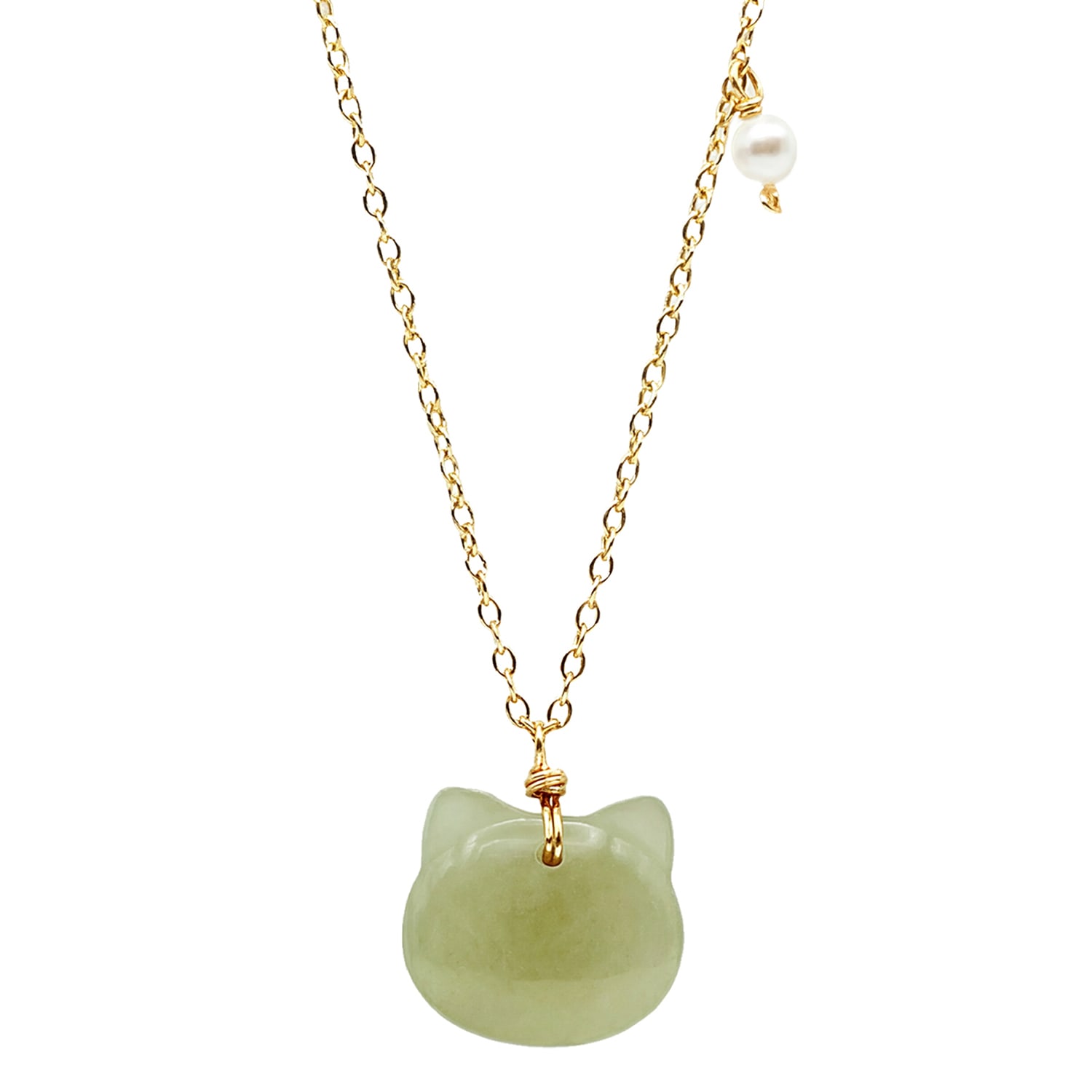 Choupette Cat Green Jade Pendant Necklace | seree | Wolf & Badger