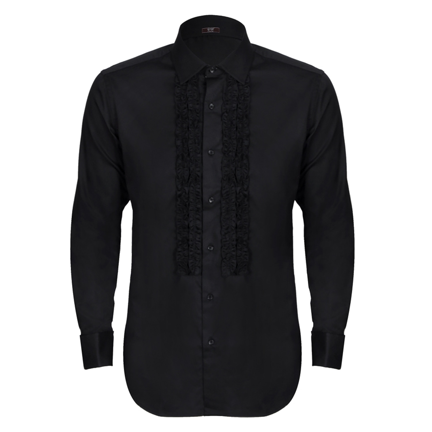mens ruffled dress shirt White and Black Slim Fit Ruffle Tuxedo Shirt Retro Style L5 16-16.5 Sleeve 34/35