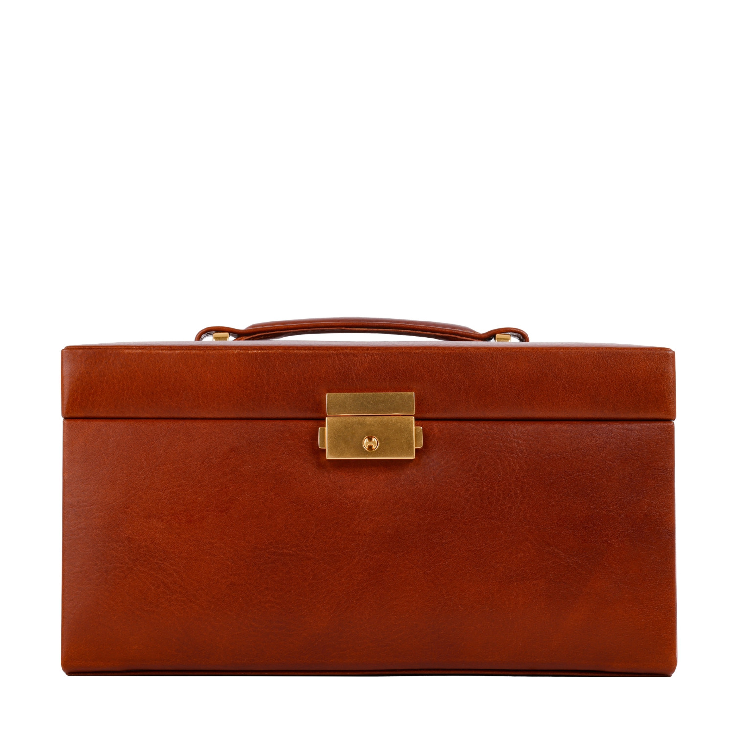 Cognac Brown Leather Jewelry Box For Women - Beloved | Time
