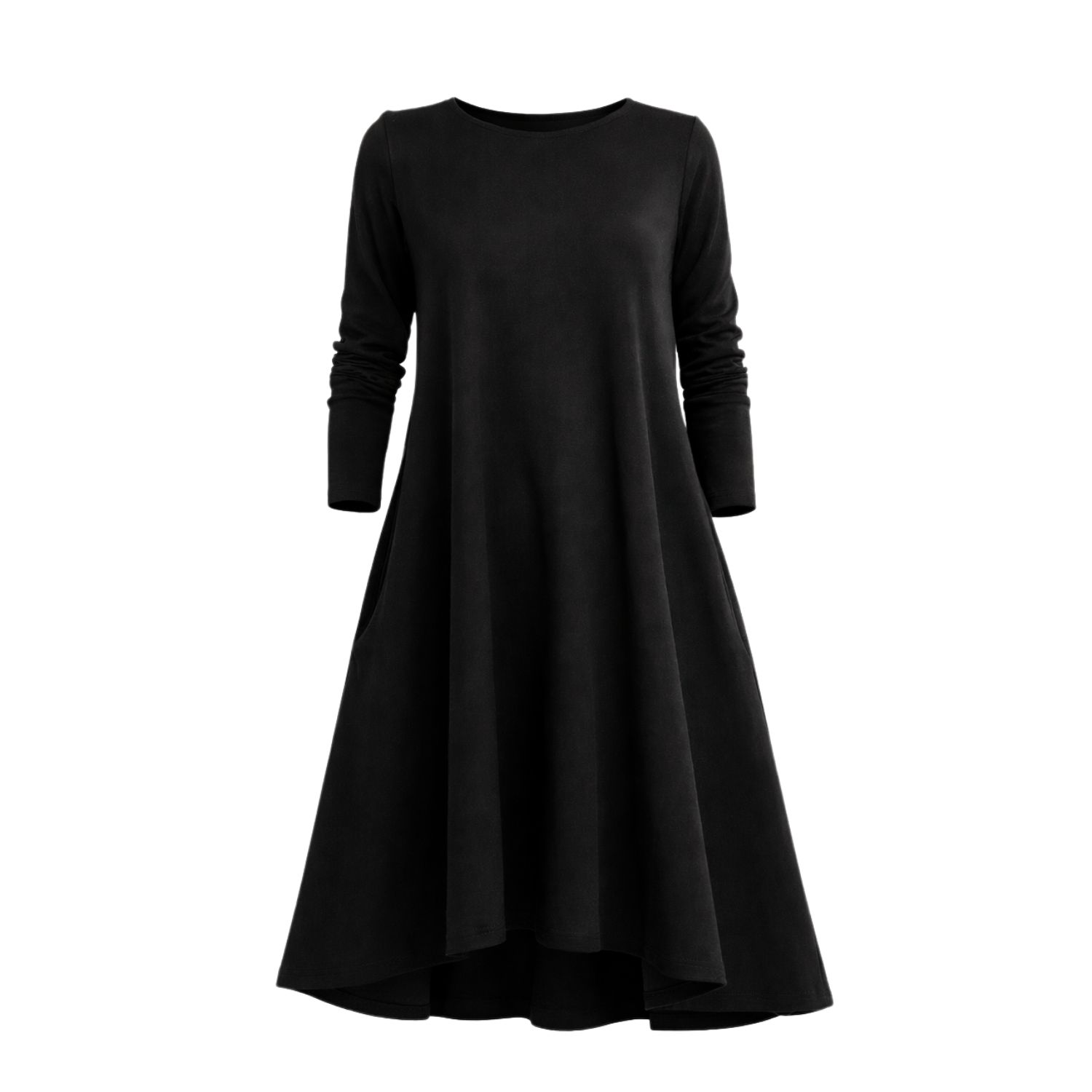 maternity dress casual cotton Midi A-Line In Black Color | Nikka Place Italian Size WOMEN:IT46 | L Black Friday Stretch Pants madeinitaly Charcoal casual day comfort.