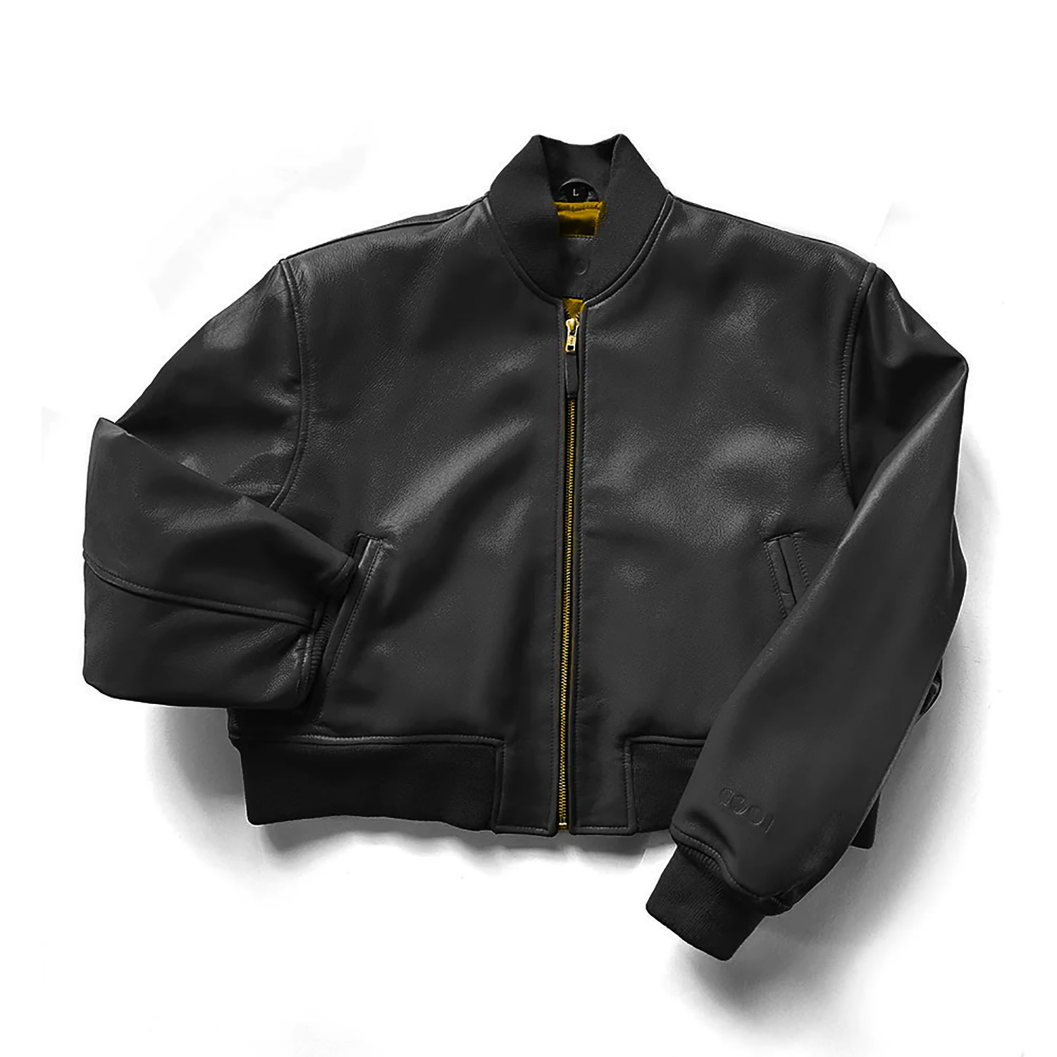 Faux Leather Bomber Jacket with Zip Pocket Details