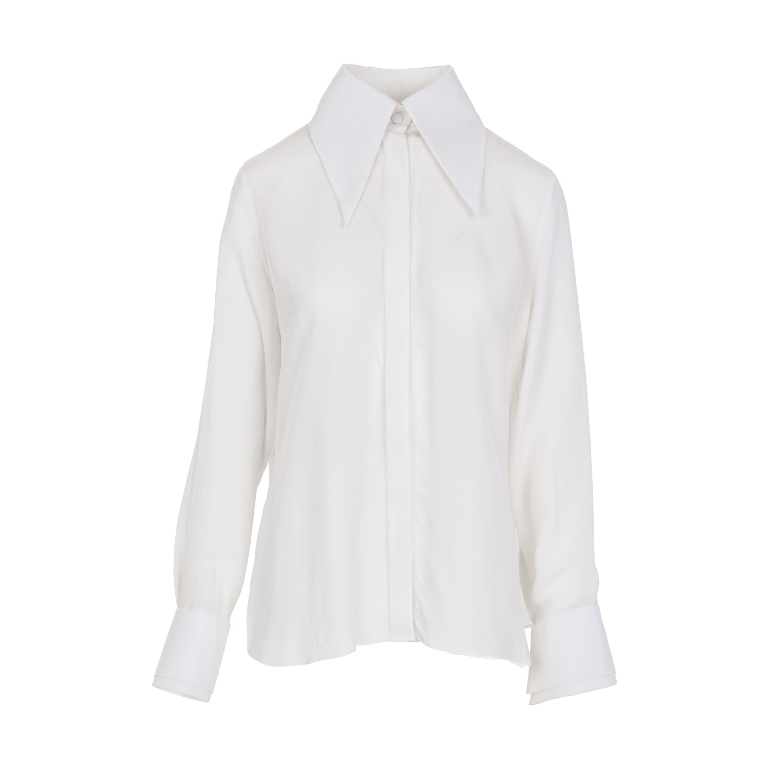 Cupro Shirt With Large Collar - Off-White | ZAMSEE | Wolf & Badger