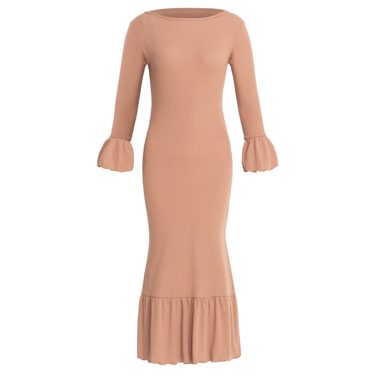 Marjorie Ruffle Dress In Hazel Brown | Brunna.Co | Wolf & Badger