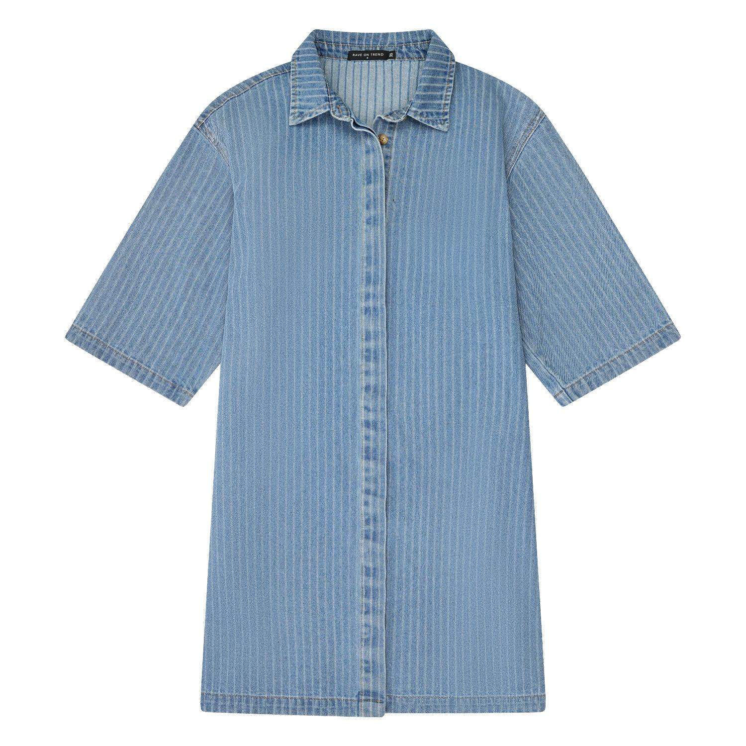 pinstripe denim dress Light Wash Pinstripe Denim Mini Dress - The Cotton Shop