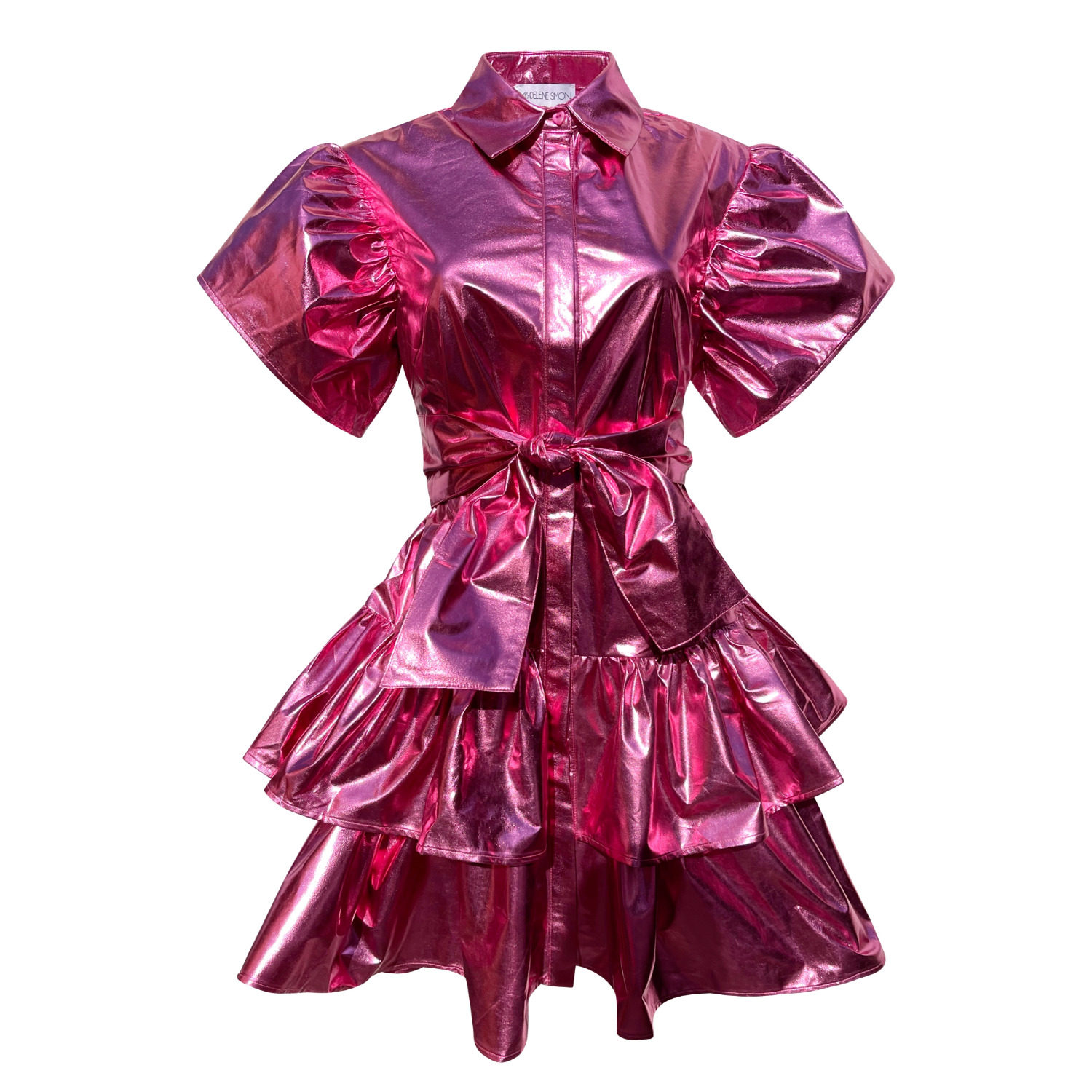 knee length dresses for ladies Halter Skater Fit N Flare X-String Dress in Dark Pink Metallic Mystique and Red Sparkle XLarge