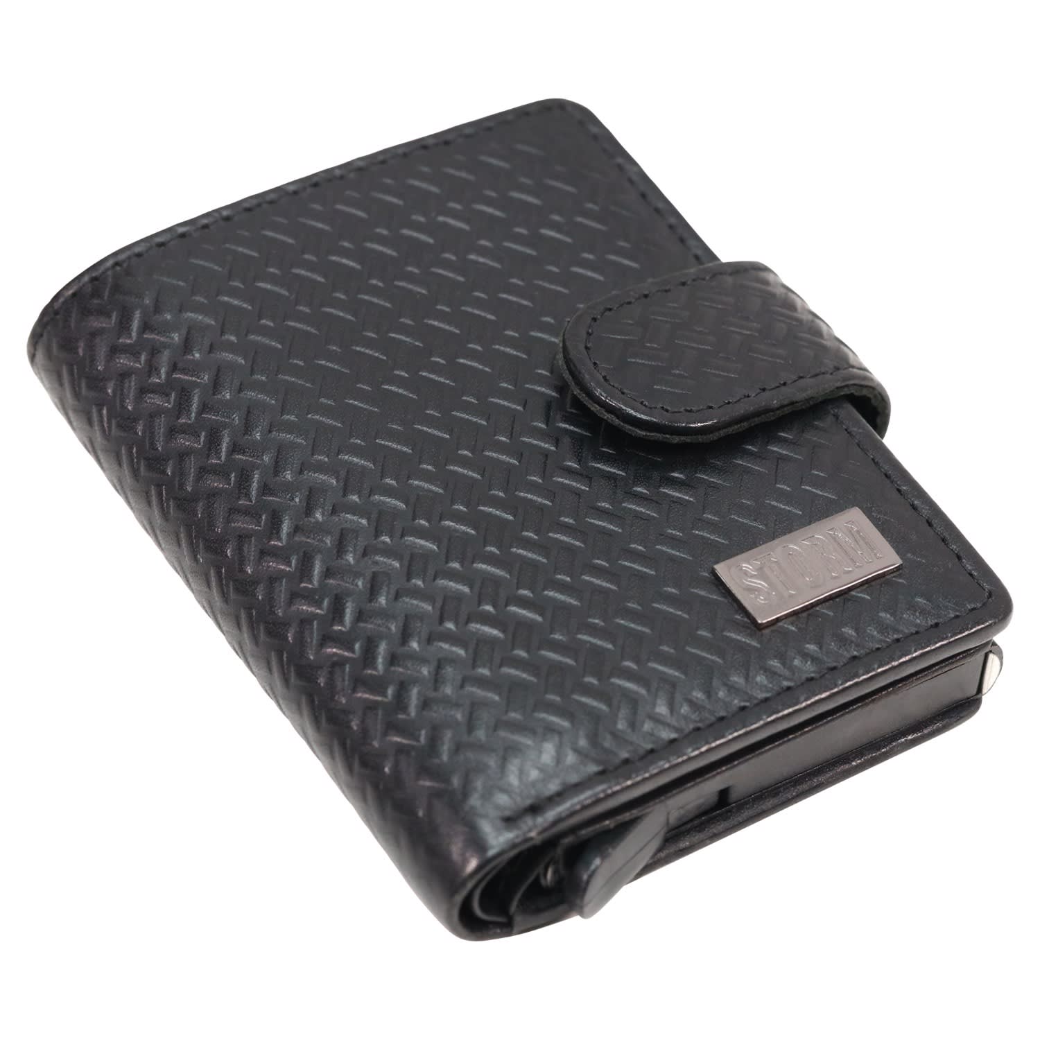 Draco Carbon Leather Embossed Pop-Up Wallet | STORM | Wolf