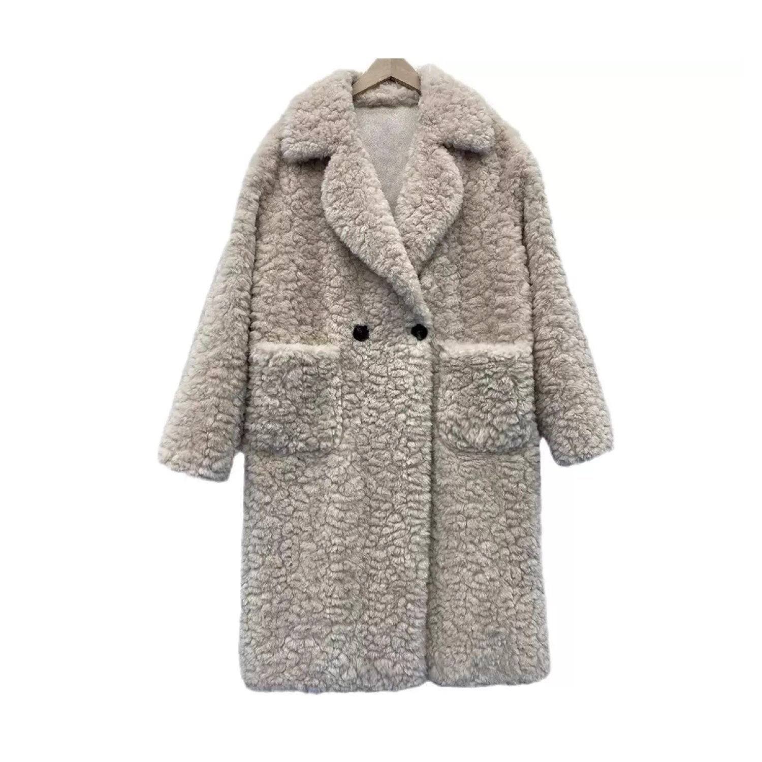 Eco-Friendly Soft Sheet Fur Fox Long Coat Jacket Faux | WJY STUDIO