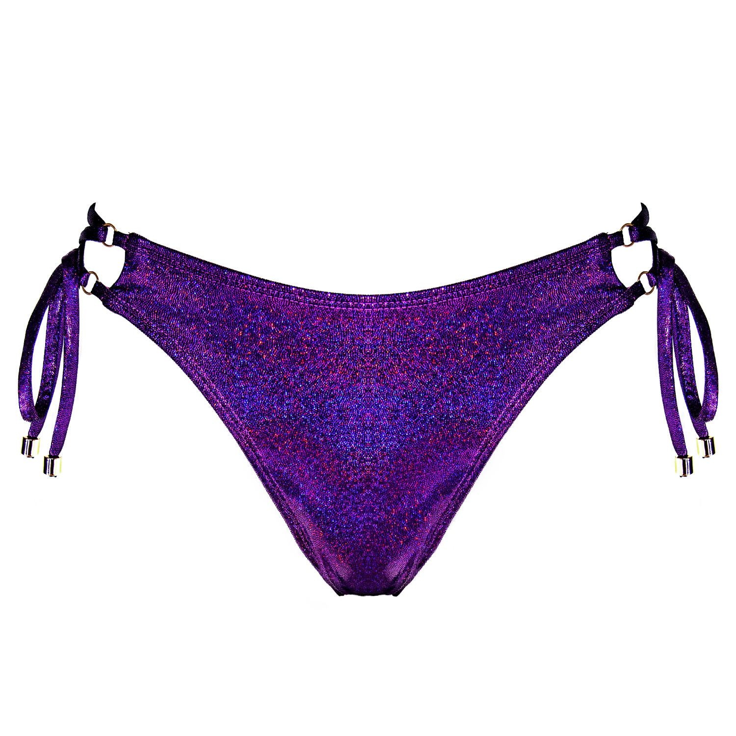完売品 SCULPTOR ニューエモギンガムマイクロショーツ purple Eden Adjustable Scrunch Bikini Bottom - Glitter Grape | Enez Swim