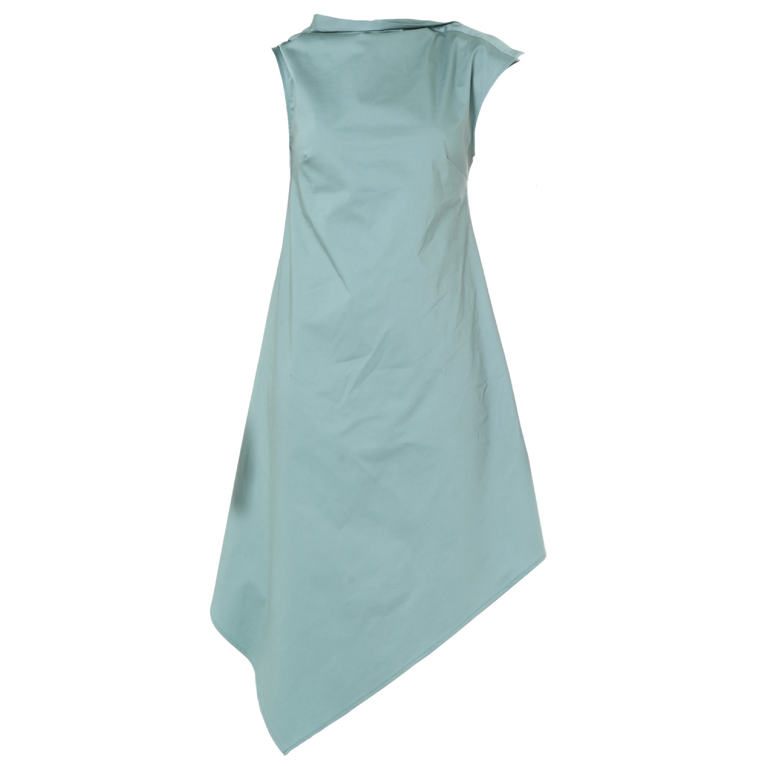 mint green asymmetrical dress Flowing Mint Green Asymmetric Sleeveless Pleated Prom Dress With Side Train  YK0306