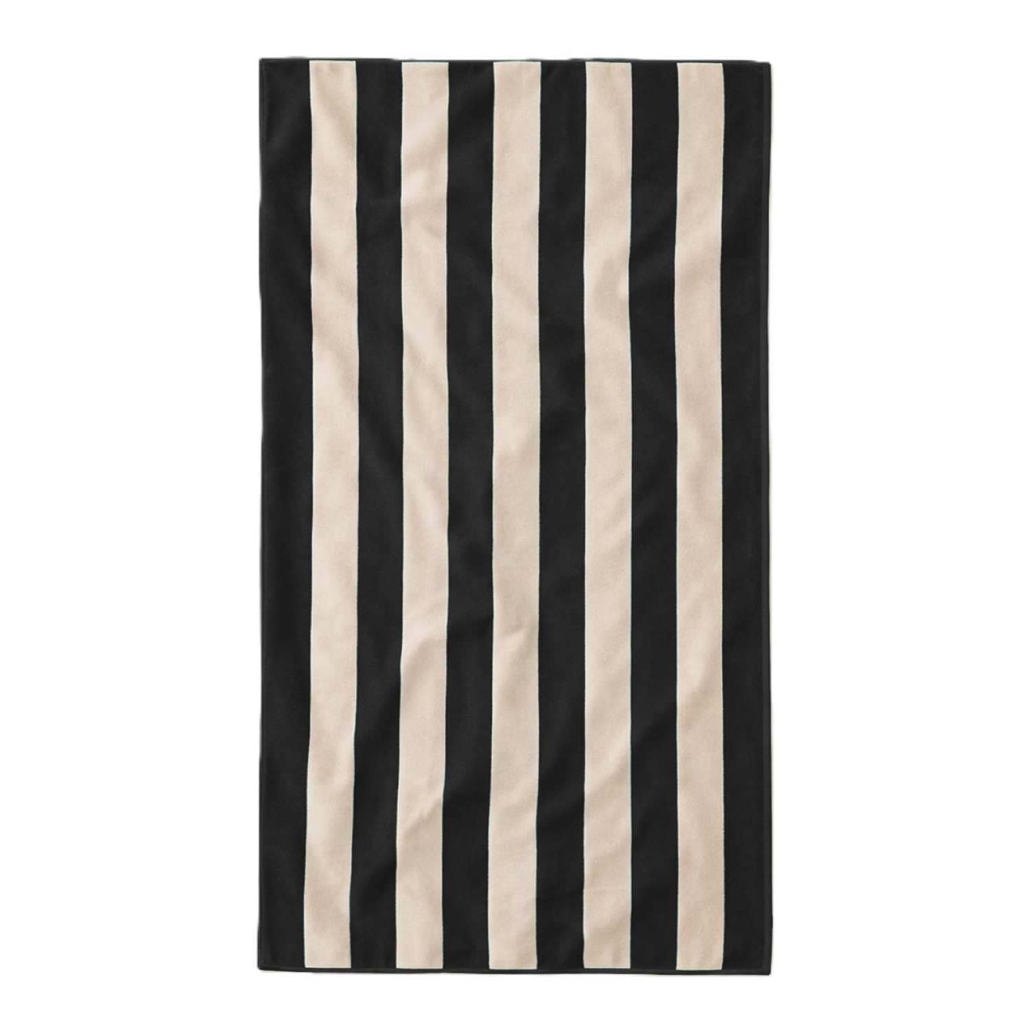 Extra Large Organic Cotton Striped Beach Towel - Black & Natural