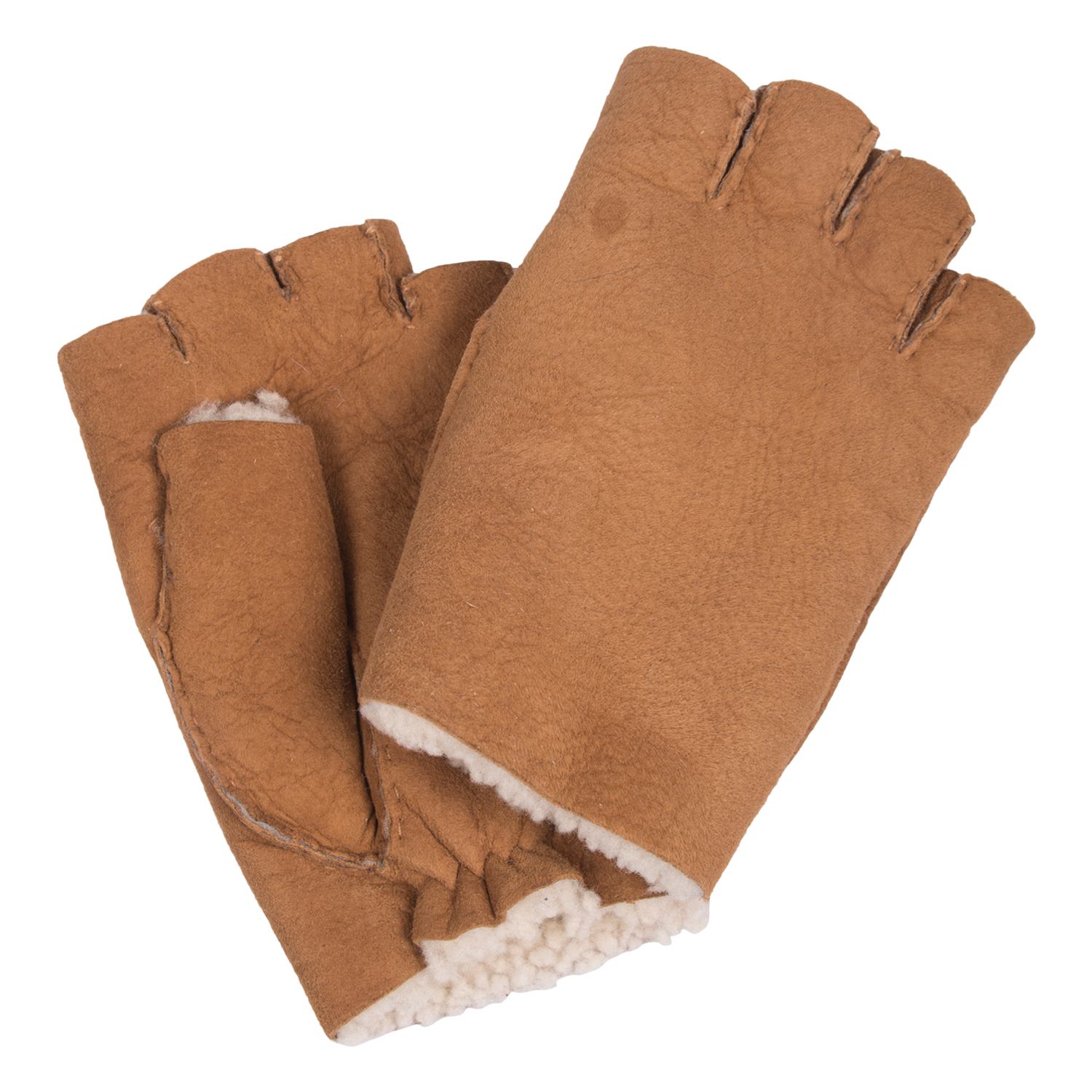 Fingerless Gloves Brandy Cream Tan White Wool - One Size | Owen
