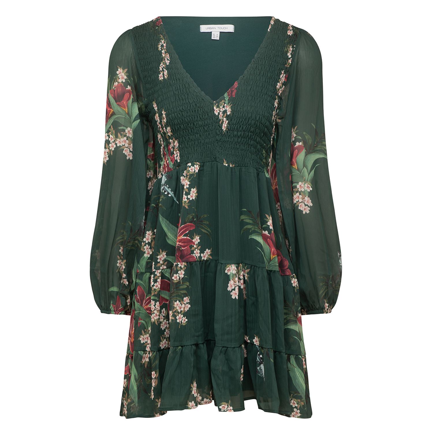 chinese dress ladies Soft Pink Marguerite Smock Long Sleeve Dress