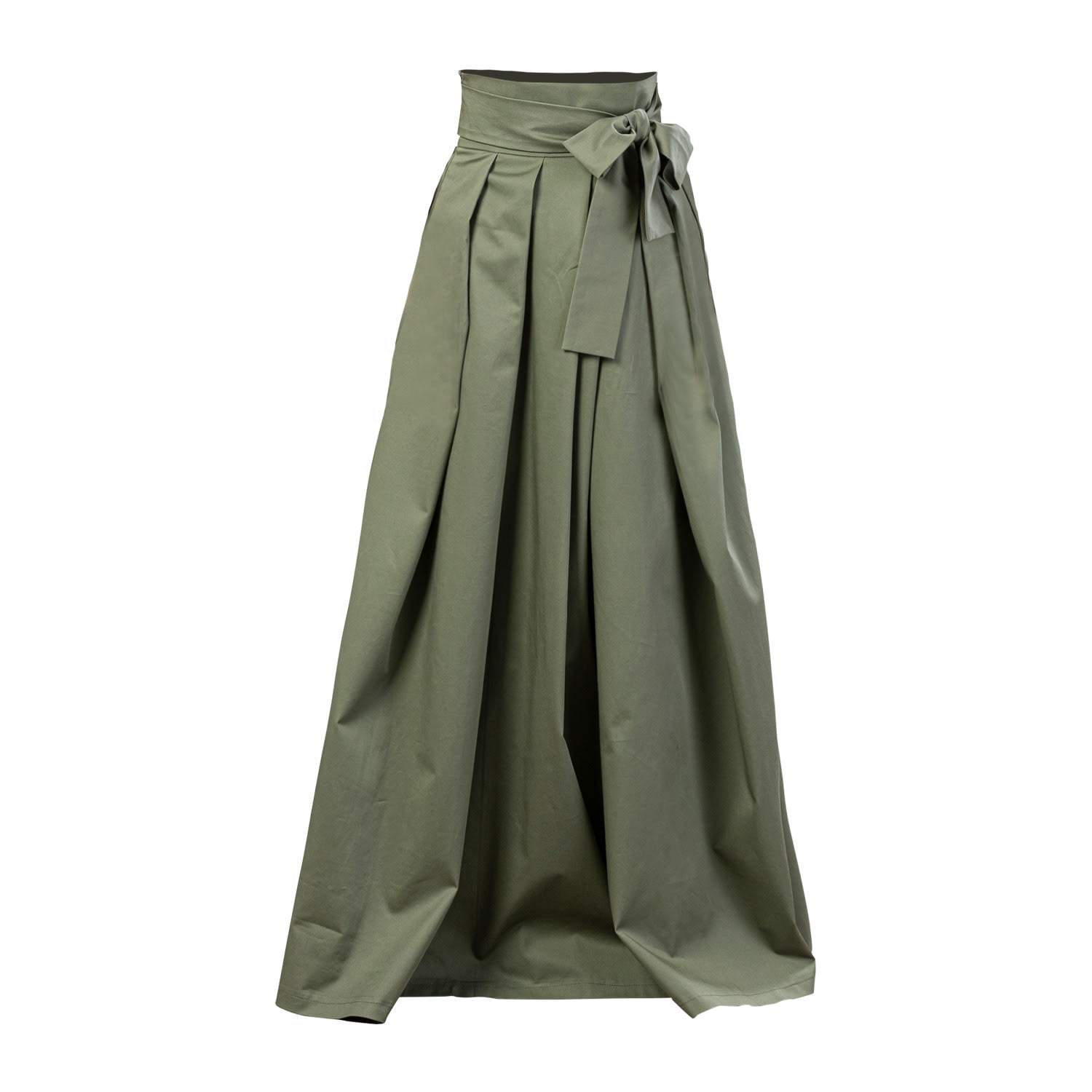Formal Pleated Long Skirt In Sage Green Color | Nikka Place