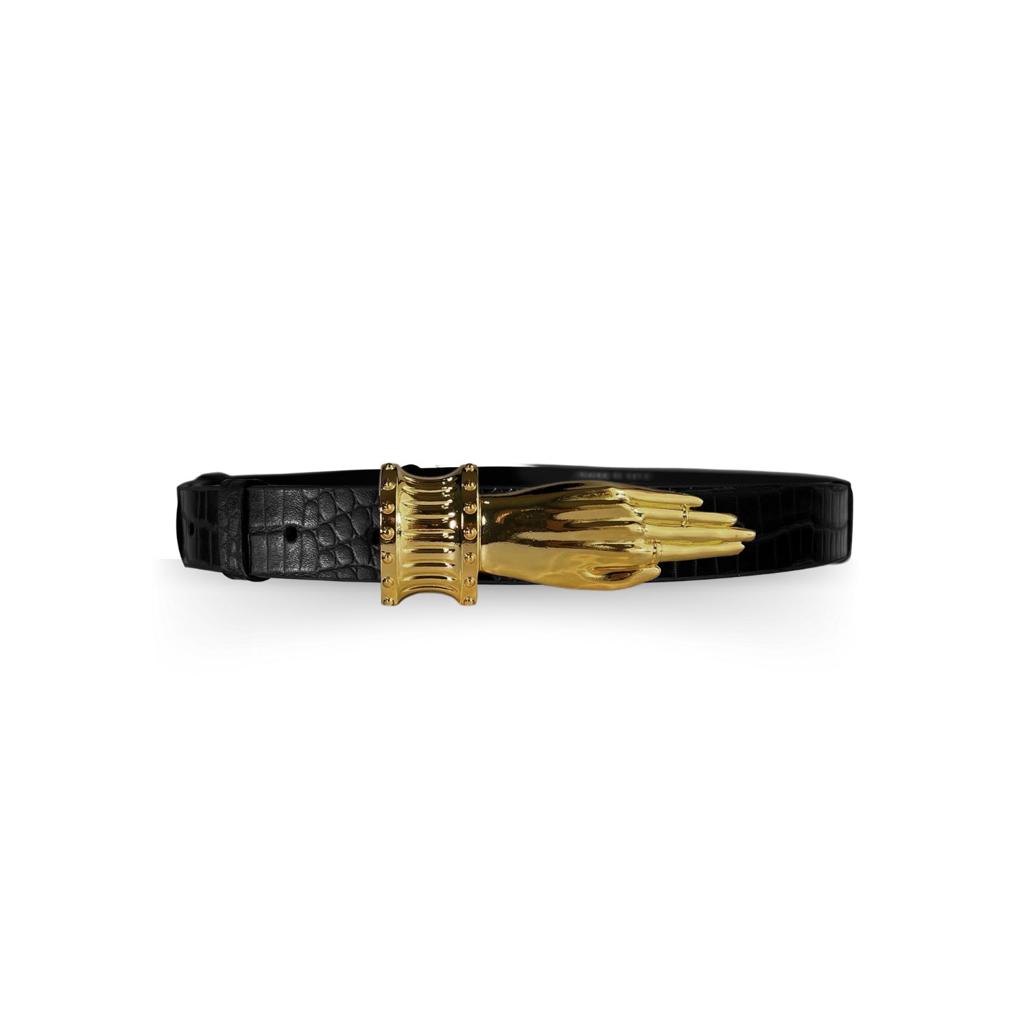 Hand Buckle Interchangeable Belt Black Gold | Indigolush | Wolf