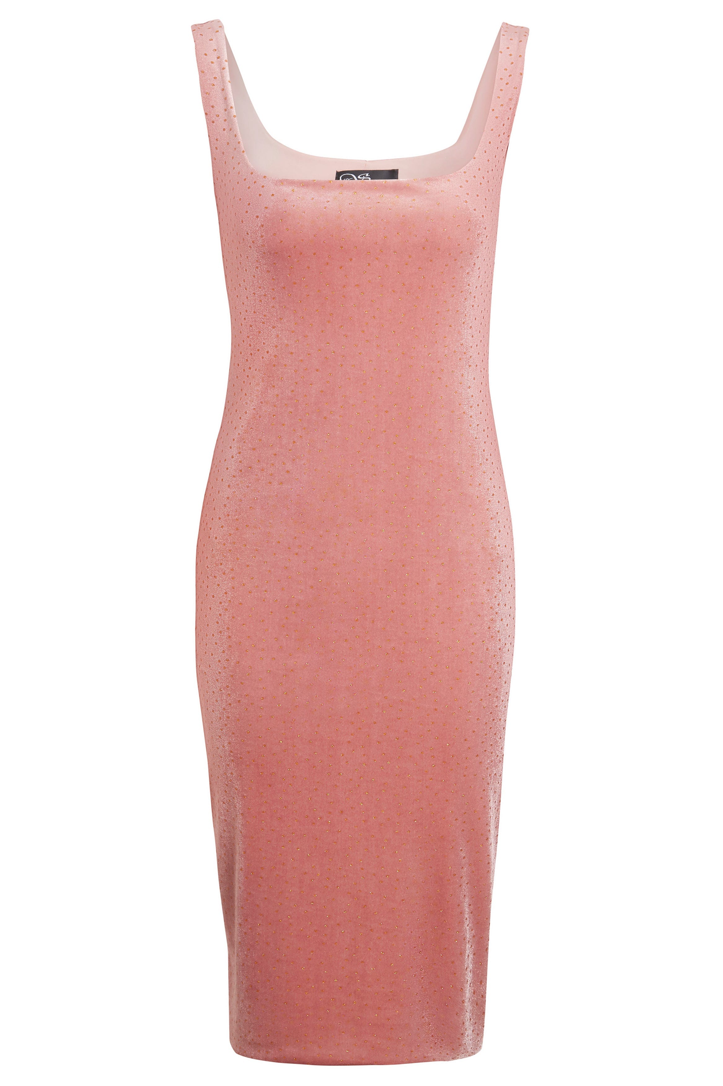 cap sleeve mock neck slim knit midi dress Mock-Neck Chiffon Color main image 0