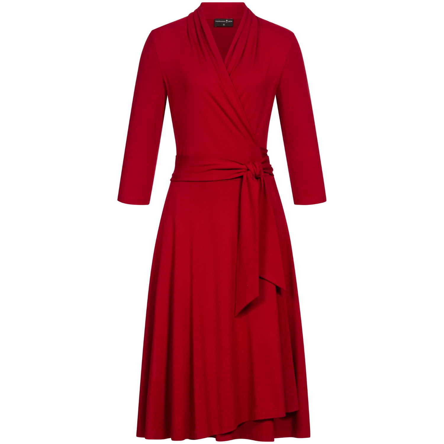 Marianna Dri Jersey Wrap Midi Dress - Red