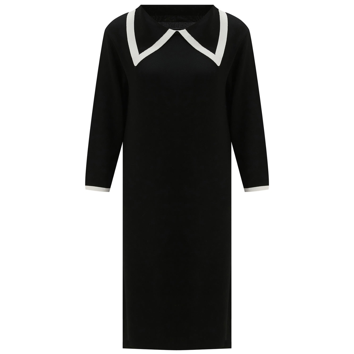 chinese dress ladies Voguable Plus Size Knitted Sweater Dress Women Long Sleeve V Neck Soli   voguable